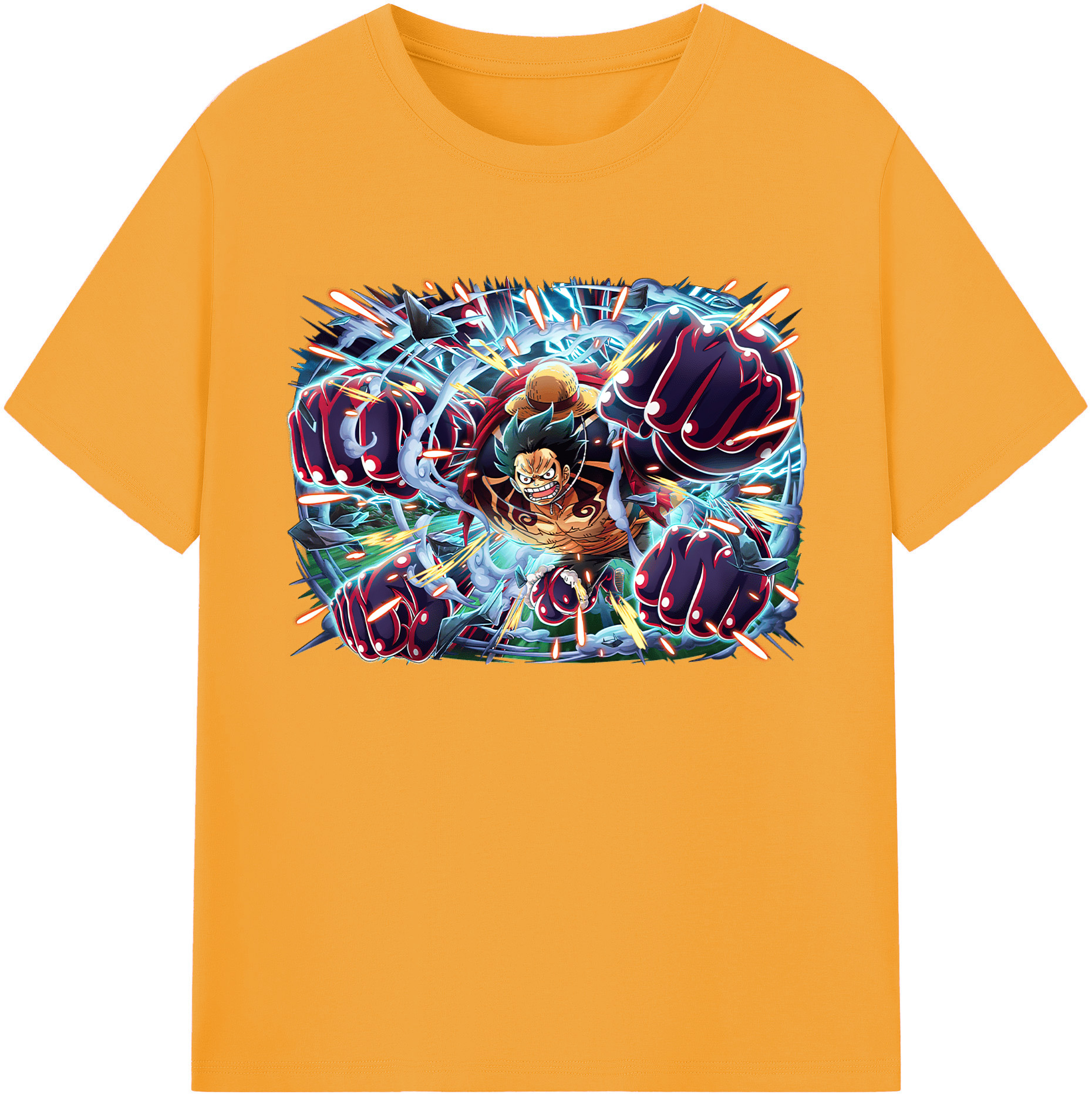 ワンピース モンキー・D・ルフィ ONE PIECE Monkey D. Luffy 綿100％ メンズ半袖Tシャツ｜肌触りやわらか＆通気性