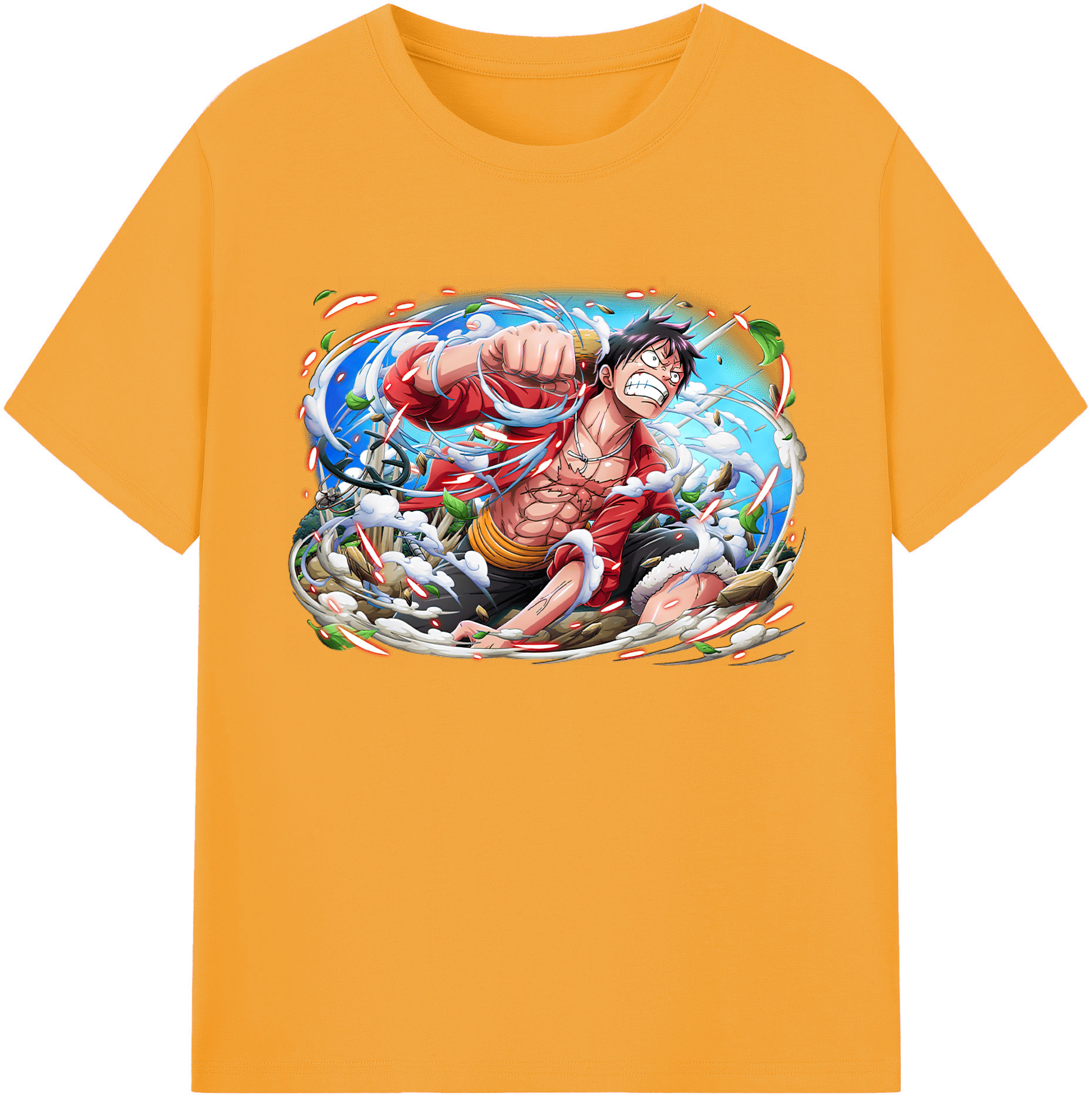 ワンピース モンキー・D・ルフィ ONE PIECE Monkey D. Luffy 綿100％ メンズ半袖Tシャツ｜肌触りやわらか＆通気性