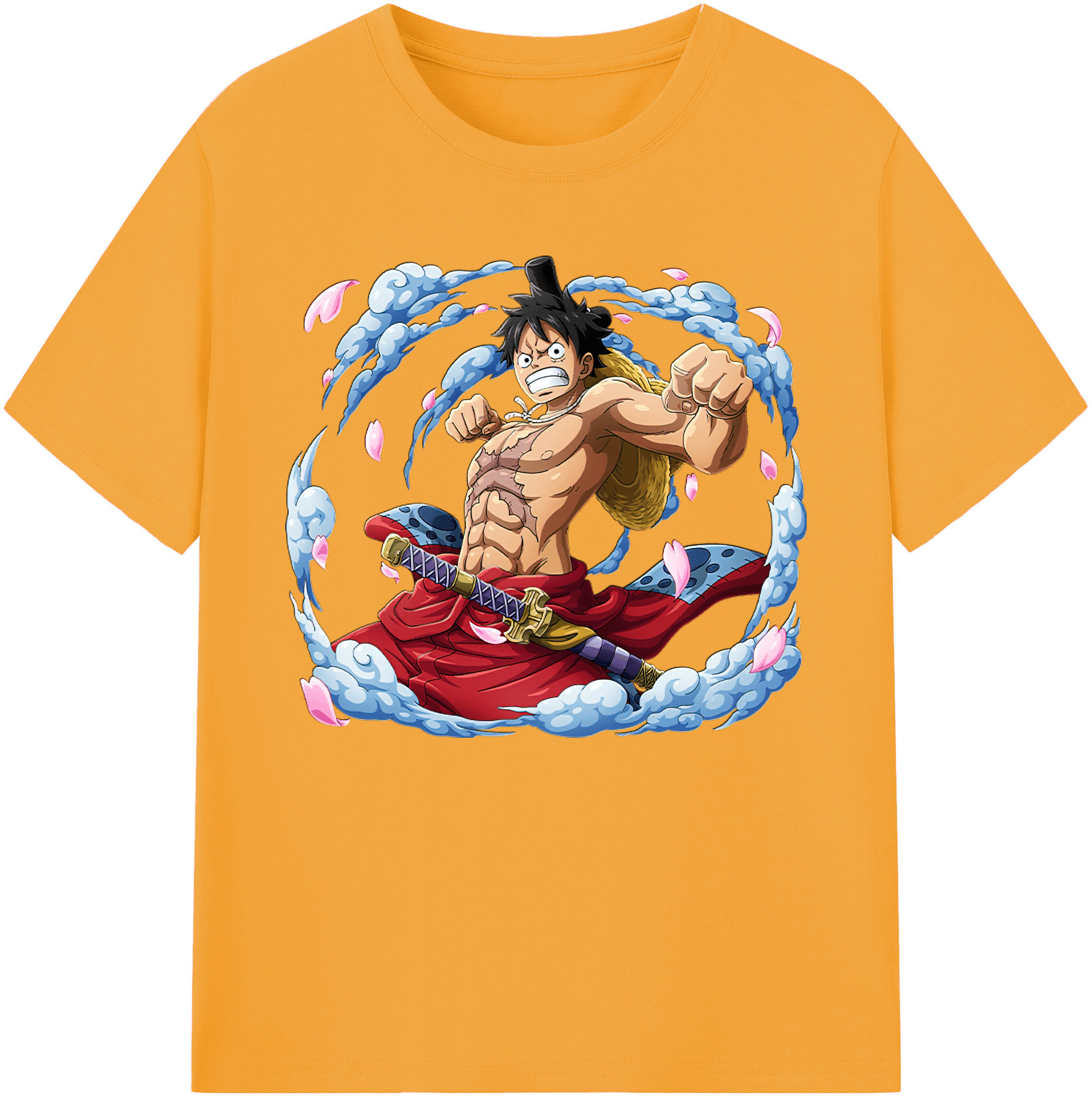 ワンピース モンキー・D・ルフィ ONE PIECE Monkey D. Luffy 綿100％ メンズ半袖Tシャツ｜肌触りやわらか＆通気性