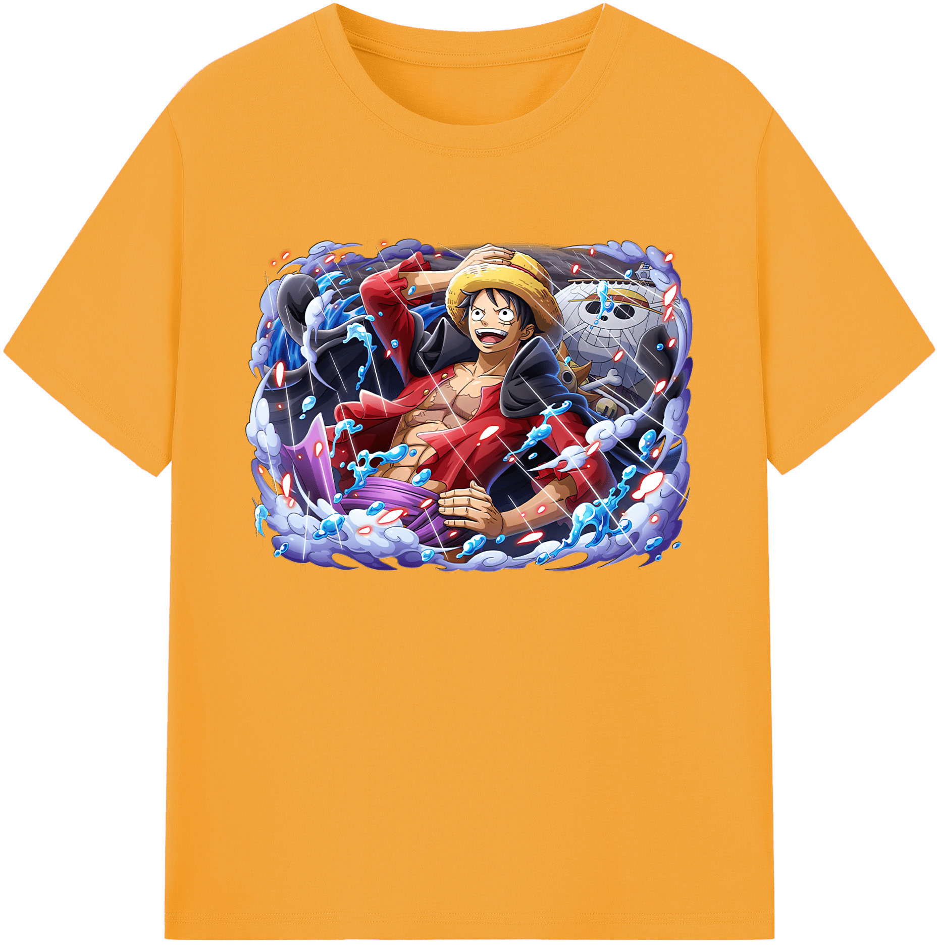ワンピース モンキー・D・ルフィ ONE PIECE Monkey D. Luffy 綿100％ メンズ半袖Tシャツ｜肌触りやわらか＆通気性