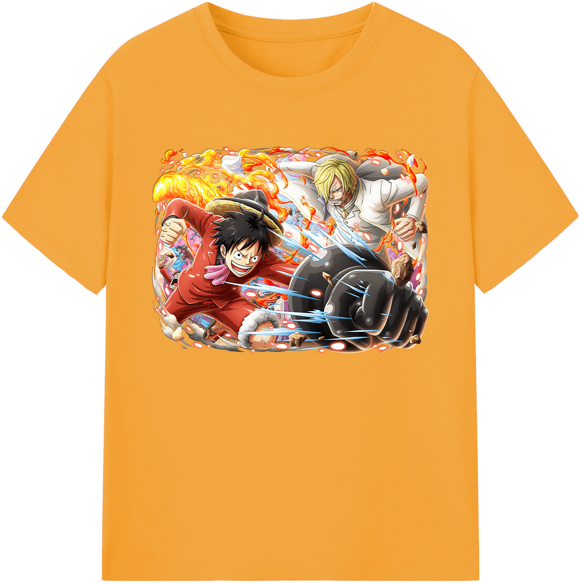 ワンピース モンキー・D・ルフィ ONE PIECE Monkey D. Luffy 綿100％ メンズ半袖Tシャツ｜肌触りやわらか＆通気性