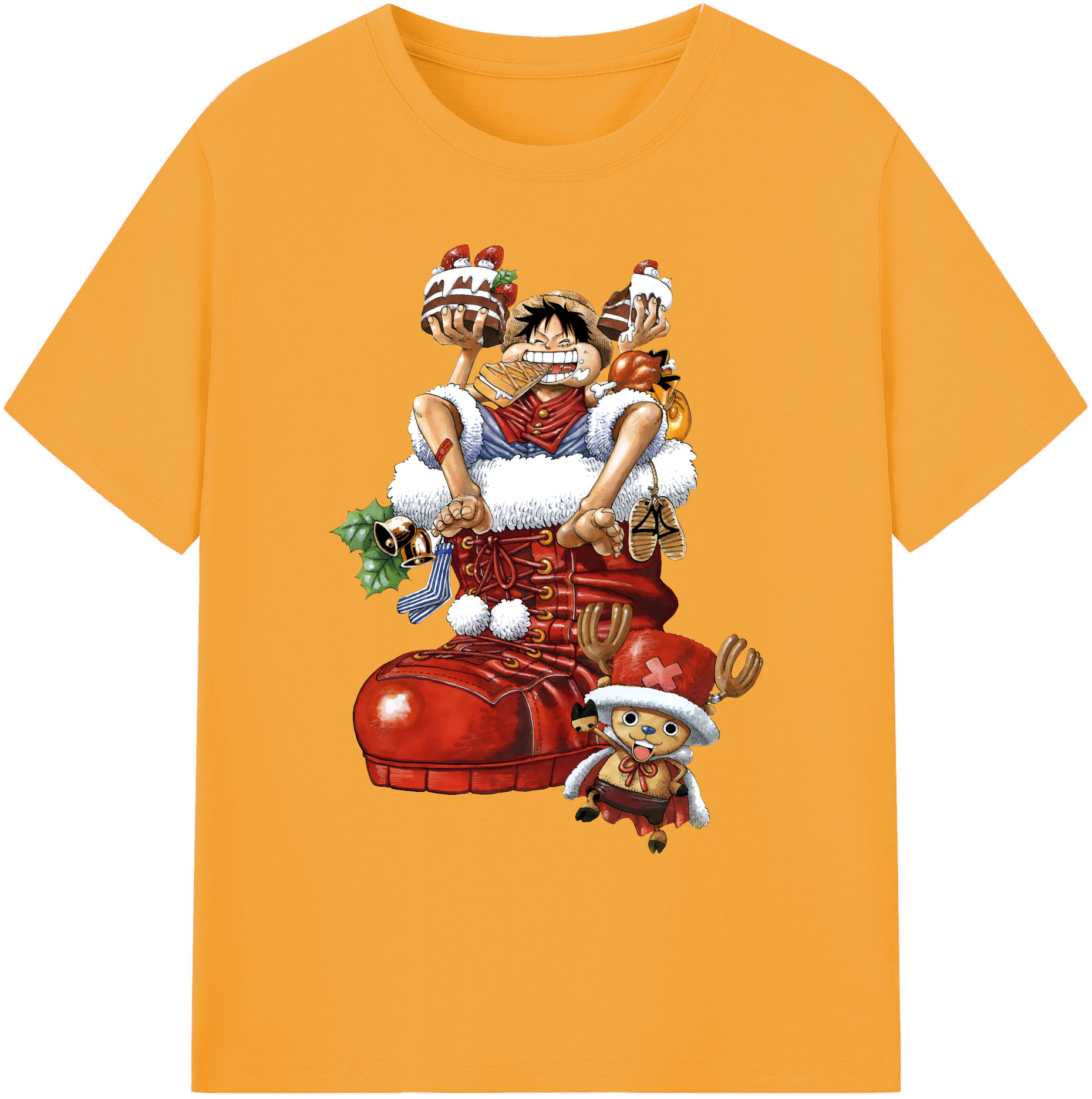 ワンピース モンキー・D・ルフィ ONE PIECE Monkey D. Luffy 綿100％ メンズ半袖Tシャツ｜肌触りやわらか＆通気性