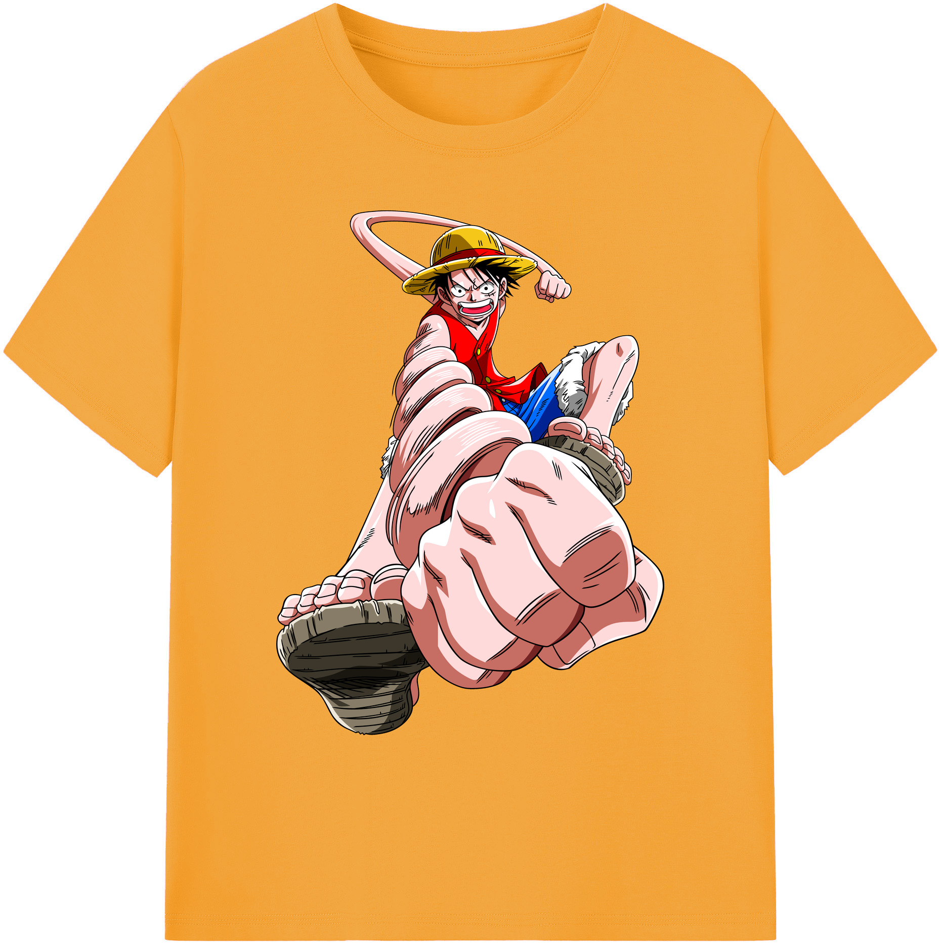 ワンピース モンキー・D・ルフィ ONE PIECE Monkey D. Luffy 綿100％ メンズ半袖Tシャツ｜肌触りやわらか＆通気性