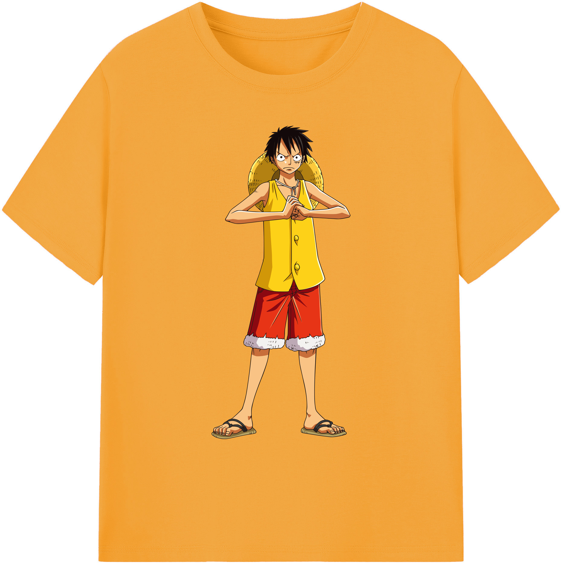 ワンピース モンキー・D・ルフィ ONE PIECE Monkey D. Luffy 綿100％ メンズ半袖Tシャツ｜肌触りやわらか＆通気性
