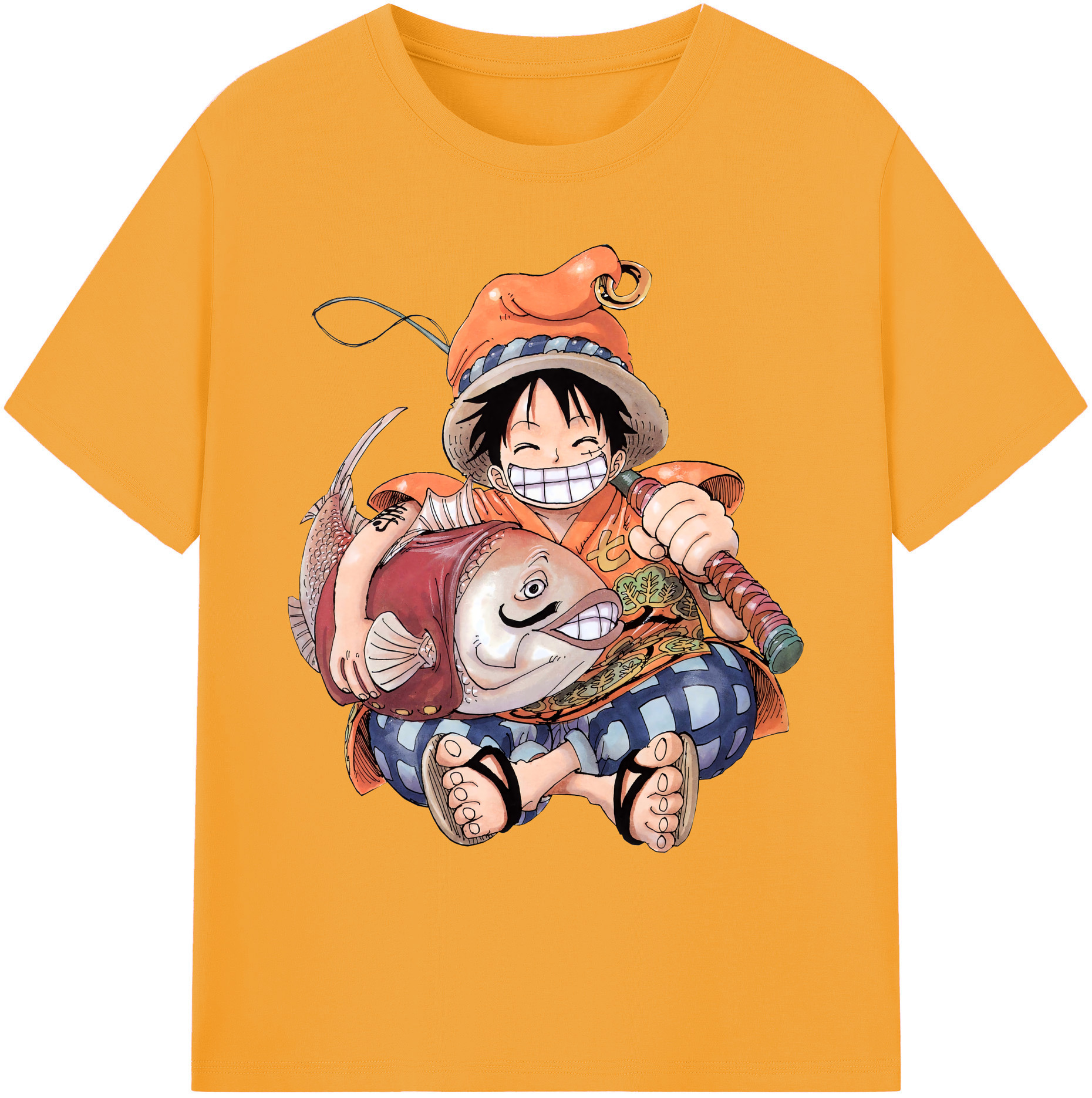 ワンピース モンキー・D・ルフィ ONE PIECE Monkey D. Luffy 綿100％ メンズ半袖Tシャツ｜肌触りやわらか＆通気性