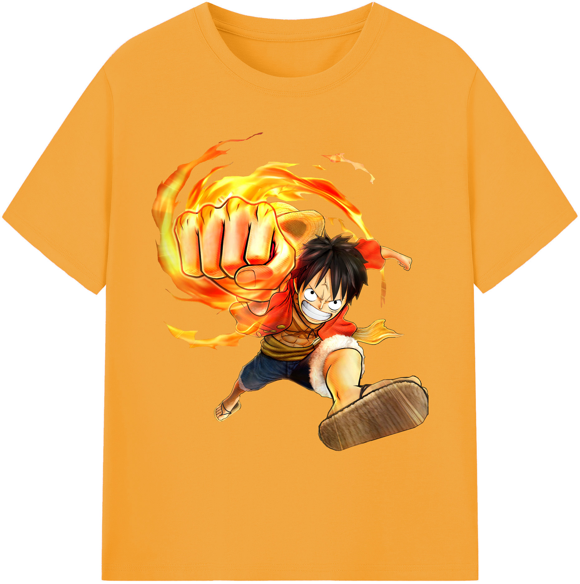 ワンピース モンキー・D・ルフィ ONE PIECE Monkey D. Luffy 綿100％ メンズ半袖Tシャツ｜肌触りやわらか＆通気性