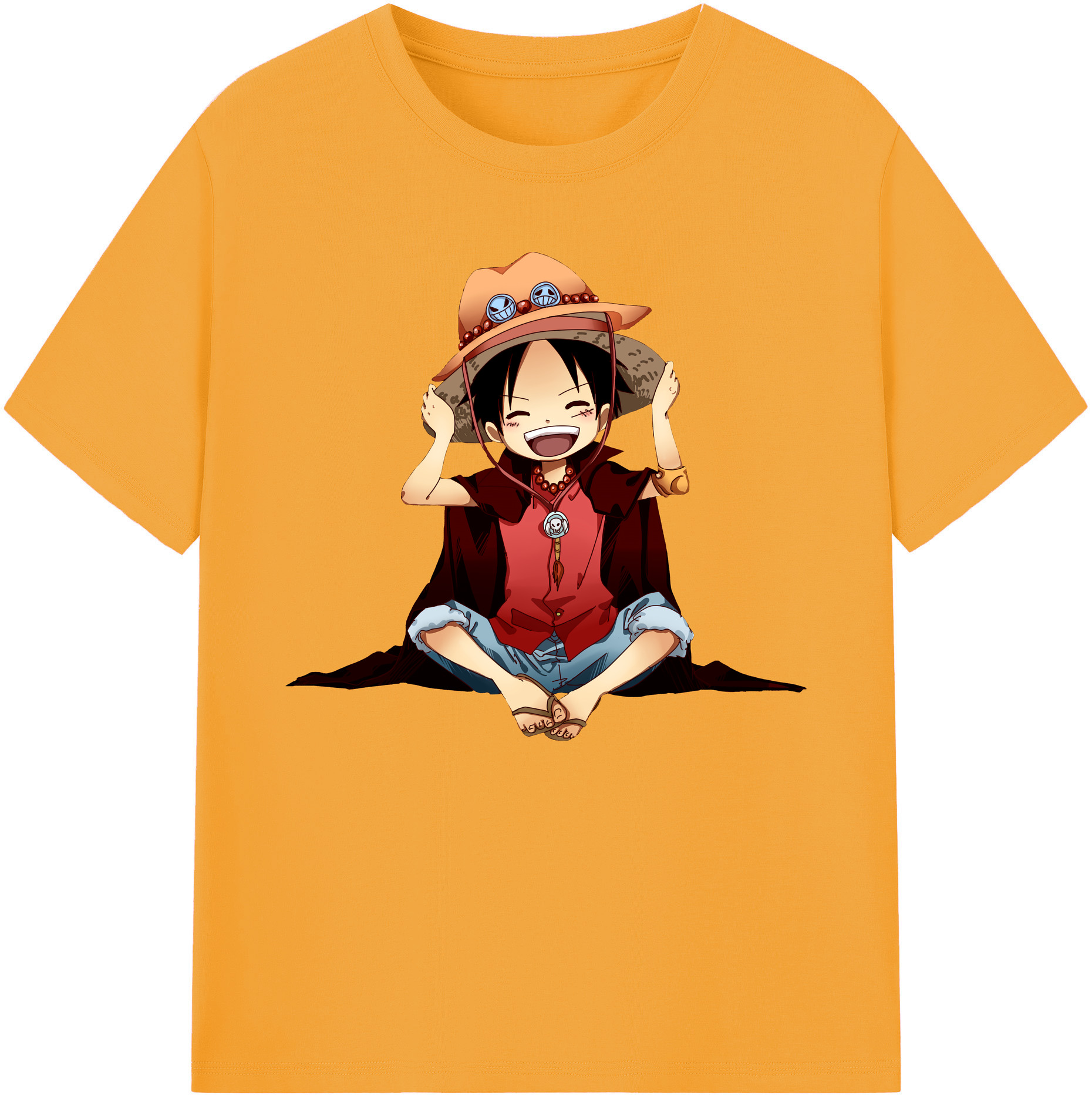 ワンピース モンキー・D・ルフィ ONE PIECE Monkey D. Luffy 綿100％ メンズ半袖Tシャツ｜肌触りやわらか＆通気性