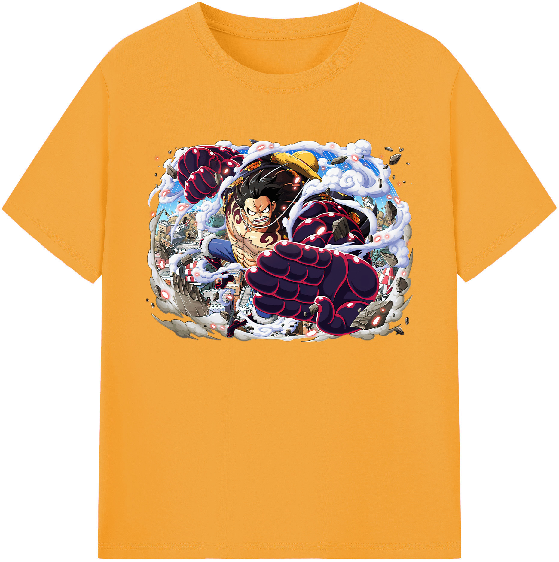 ワンピース モンキー・D・ルフィ ONE PIECE Monkey D. Luffy 綿100％ メンズ半袖Tシャツ｜肌触りやわらか＆通気性