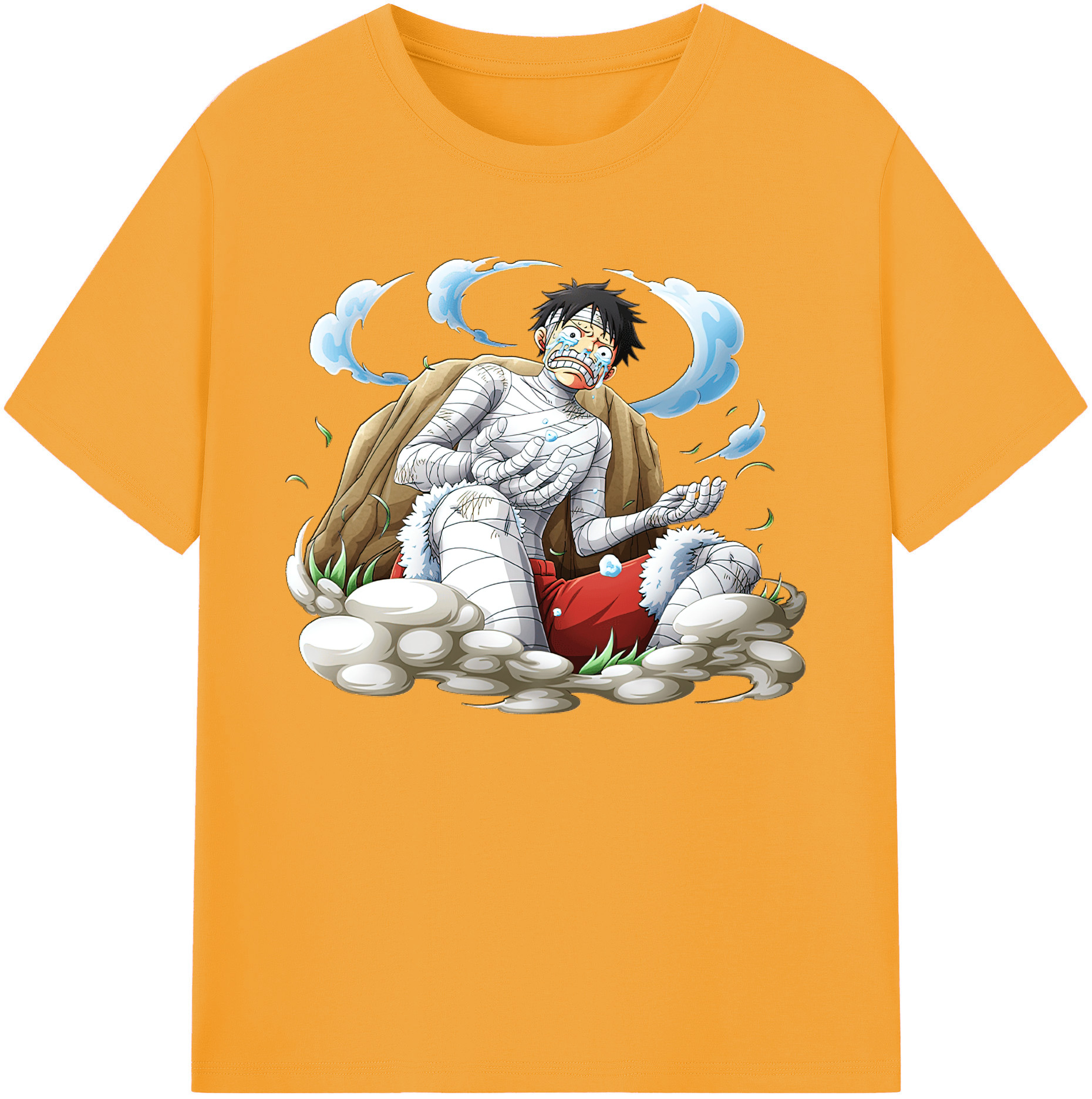 ワンピース モンキー・D・ルフィ ONE PIECE Monkey D. Luffy 綿100％ メンズ半袖Tシャツ｜肌触りやわらか＆通気性