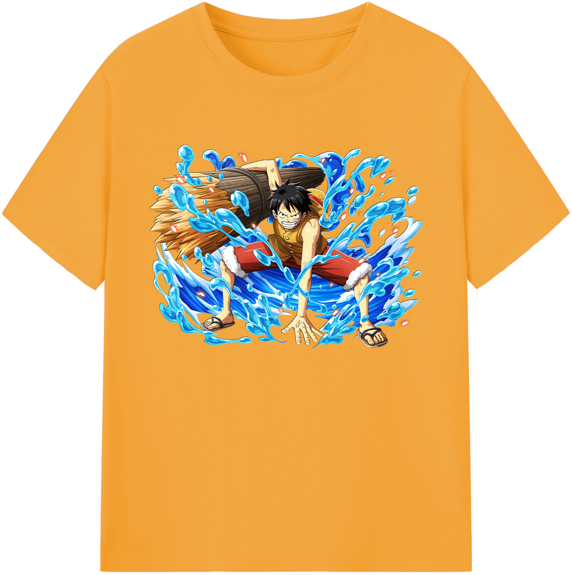 ワンピース モンキー・D・ルフィ ONE PIECE Monkey D. Luffy 綿100％ メンズ半袖Tシャツ｜肌触りやわらか＆通気性