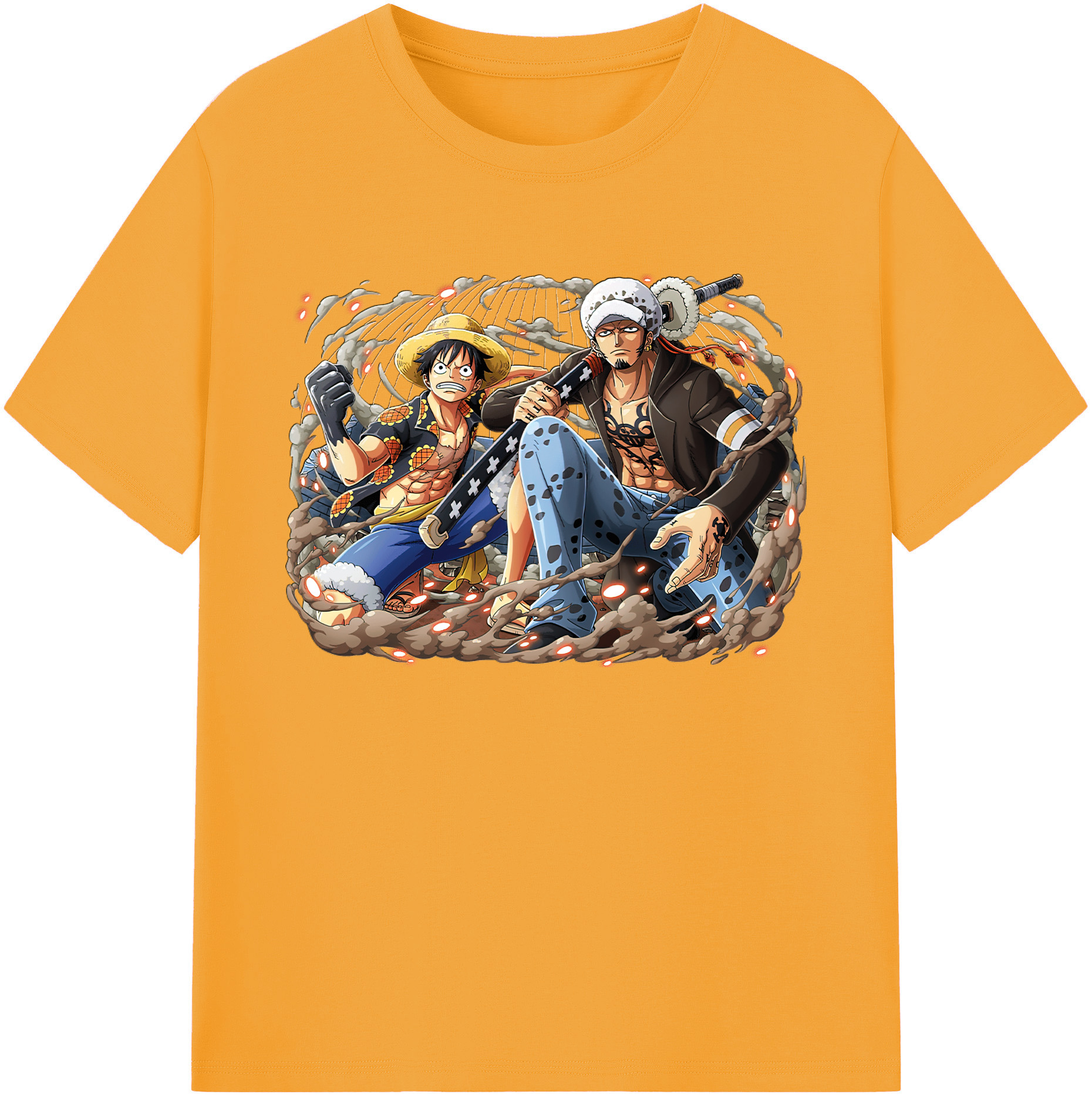 ワンピース モンキー・D・ルフィ ONE PIECE Monkey D. Luffy 綿100％ メンズ半袖Tシャツ｜肌触りやわらか＆通気性