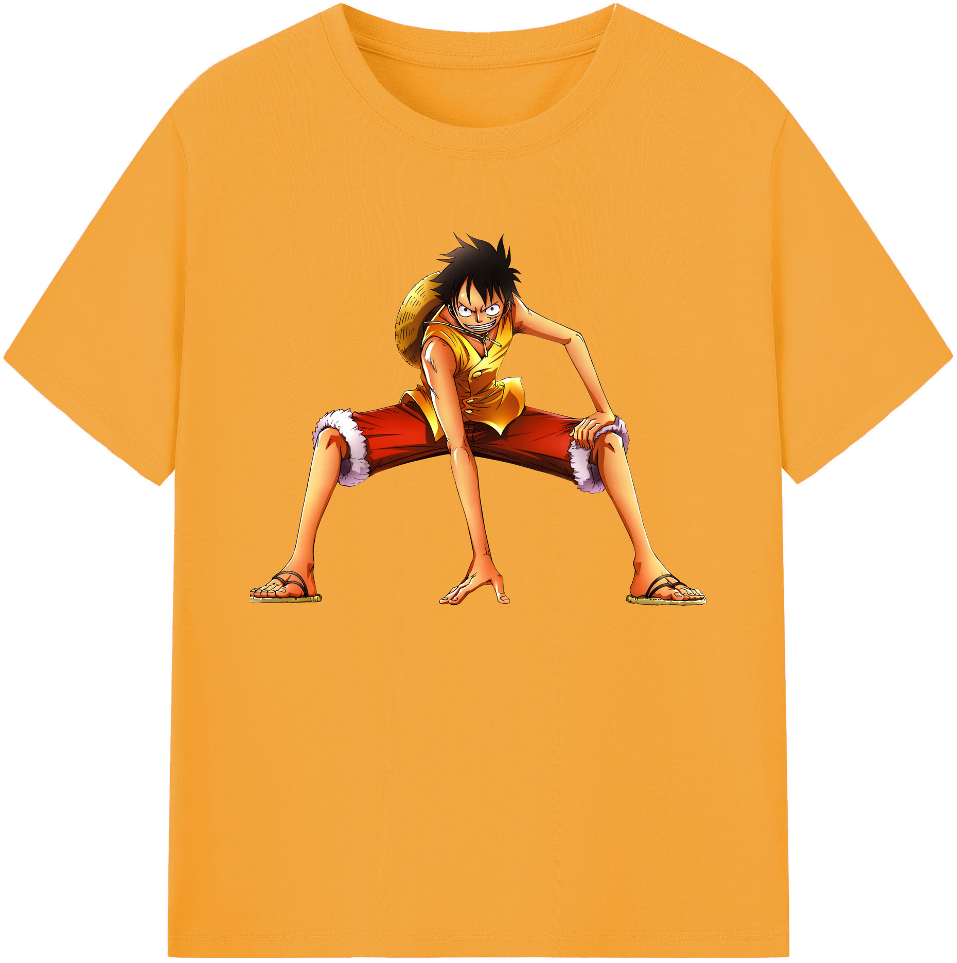 ワンピース モンキー・D・ルフィ ONE PIECE Monkey D. Luffy 綿100％ メンズ半袖Tシャツ｜肌触りやわらか＆通気性