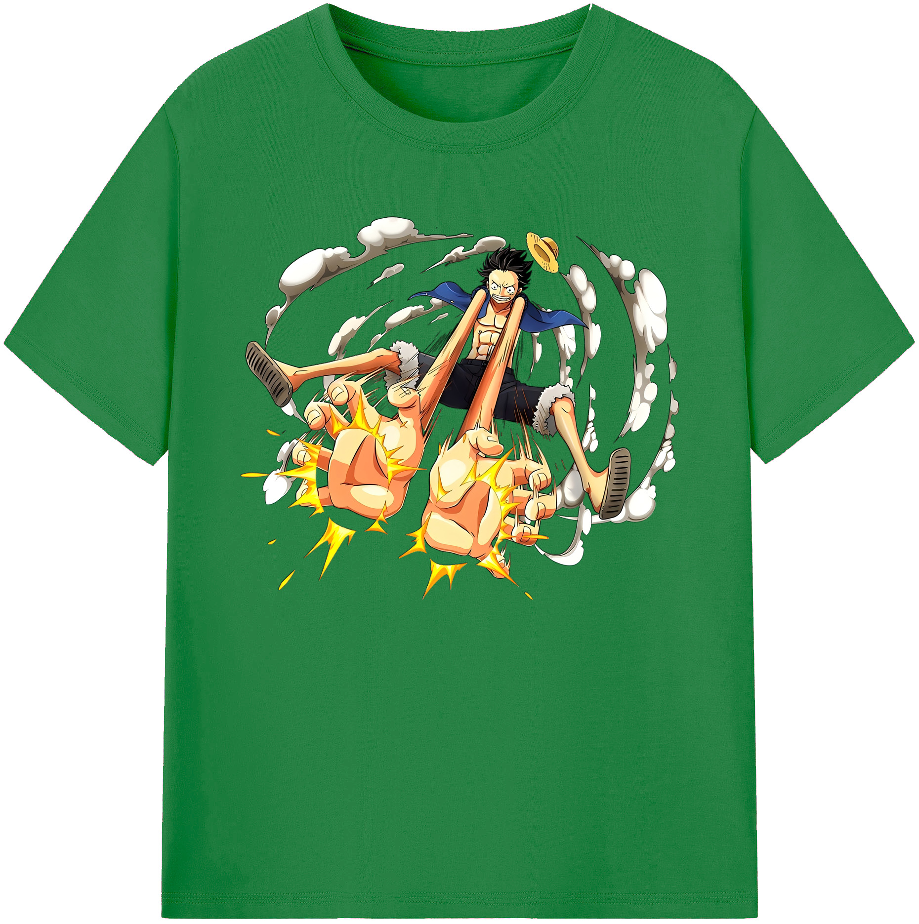 ワンピース モンキー・D・ルフィ ONE PIECE Monkey D. Luffy 綿100％ メンズ半袖Tシャツ｜肌触りやわらか＆通気性