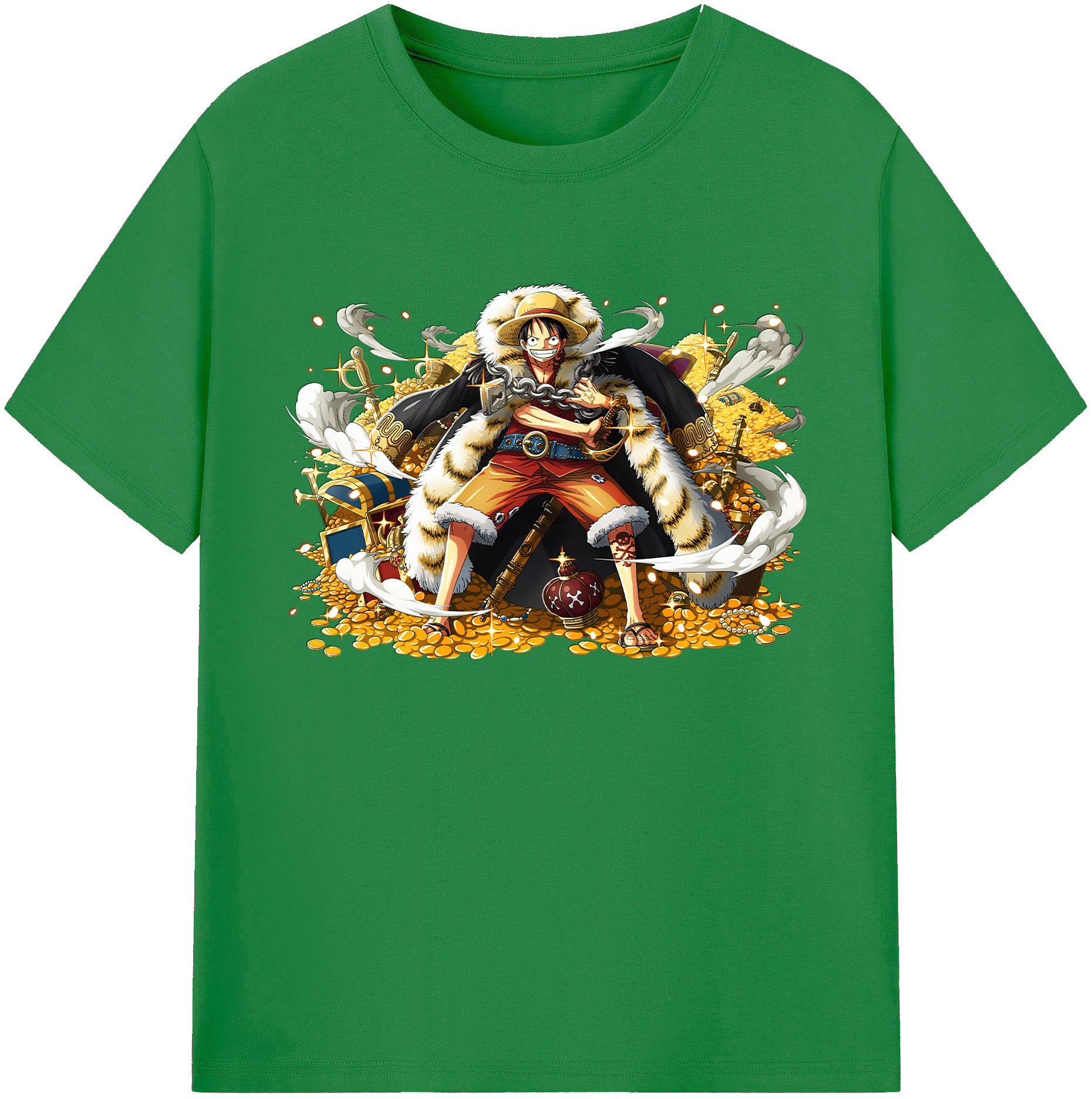 ワンピース モンキー・D・ルフィ ONE PIECE Monkey D. Luffy 綿100％ メンズ半袖Tシャツ｜肌触りやわらか＆通気性
