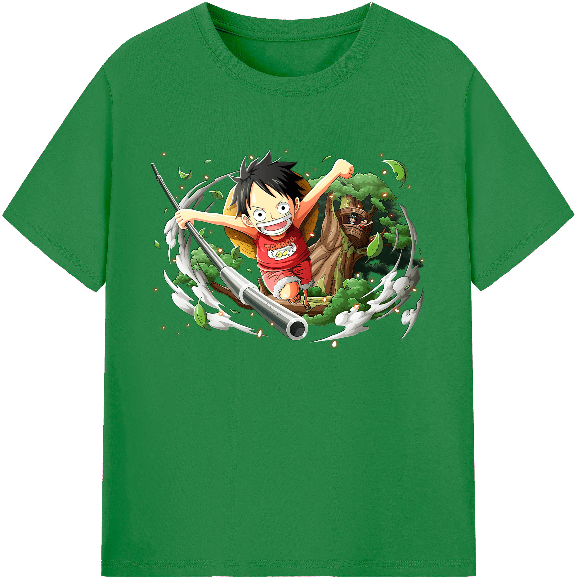 ワンピース モンキー・D・ルフィ ONE PIECE Monkey D. Luffy 綿100％ メンズ半袖Tシャツ｜肌触りやわらか＆通気性