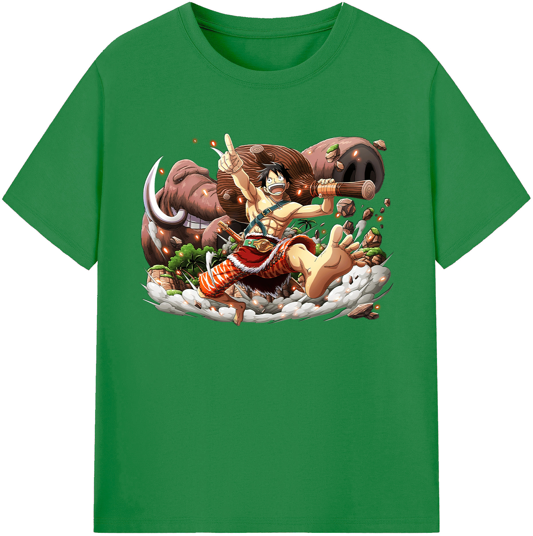 ワンピース モンキー・D・ルフィ ONE PIECE Monkey D. Luffy 綿100％ メンズ半袖Tシャツ｜肌触りやわらか＆通気性