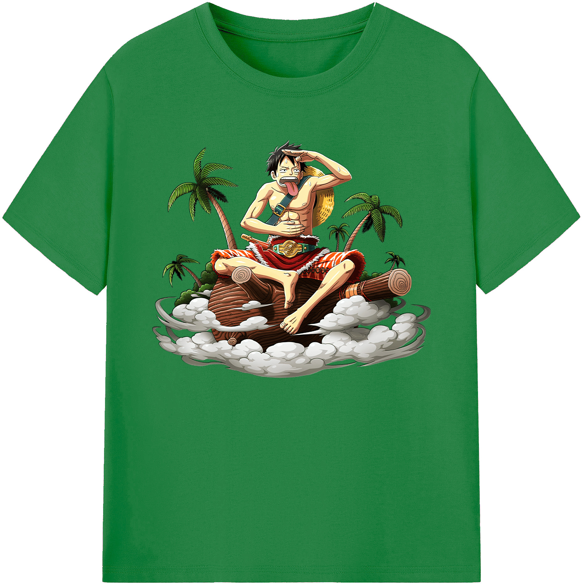 ワンピース モンキー・D・ルフィ ONE PIECE Monkey D. Luffy 綿100％ メンズ半袖Tシャツ｜肌触りやわらか＆通気性