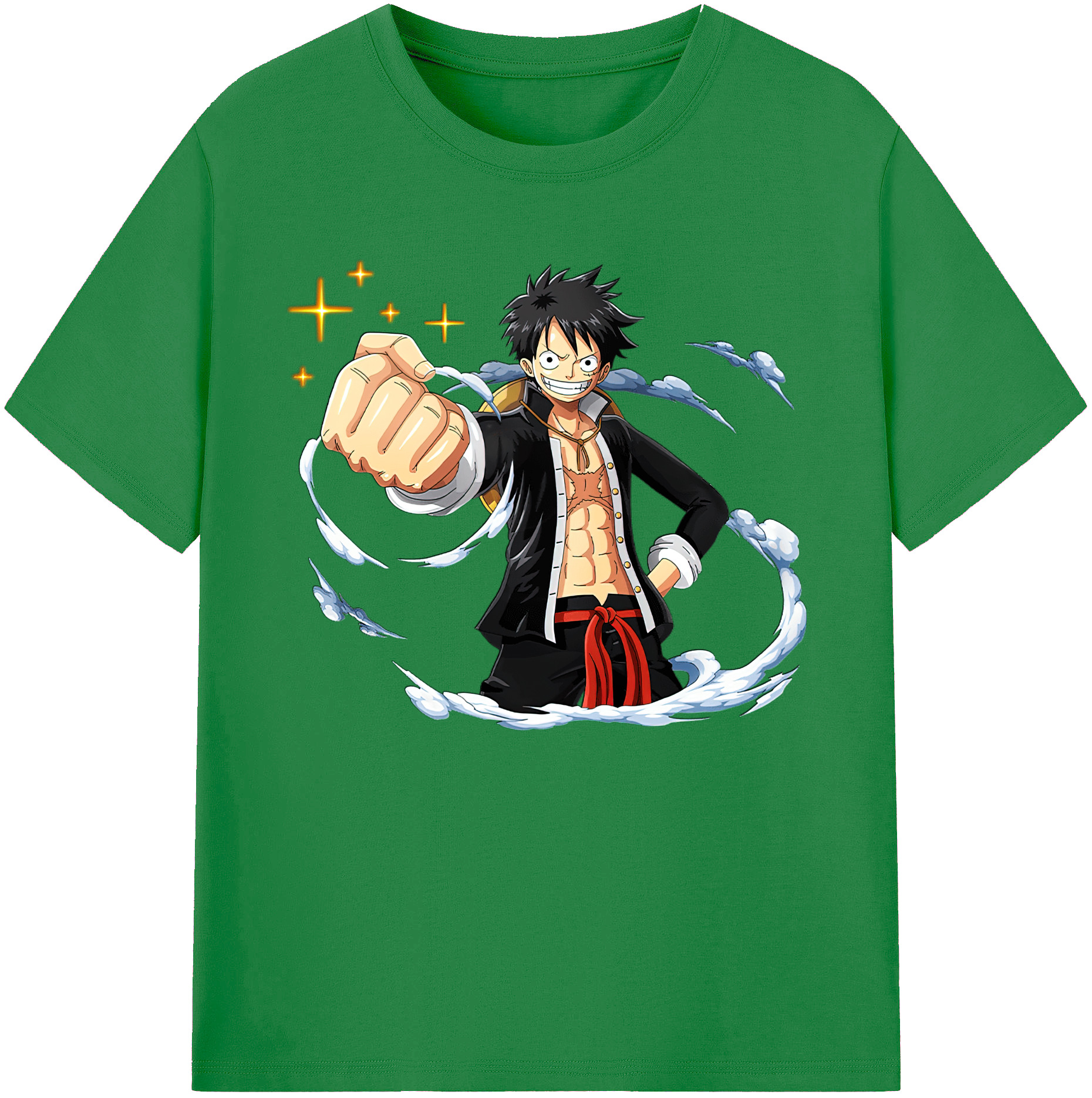 ワンピース モンキー・D・ルフィ ONE PIECE Monkey D. Luffy 綿100％ メンズ半袖Tシャツ｜肌触りやわらか＆通気性