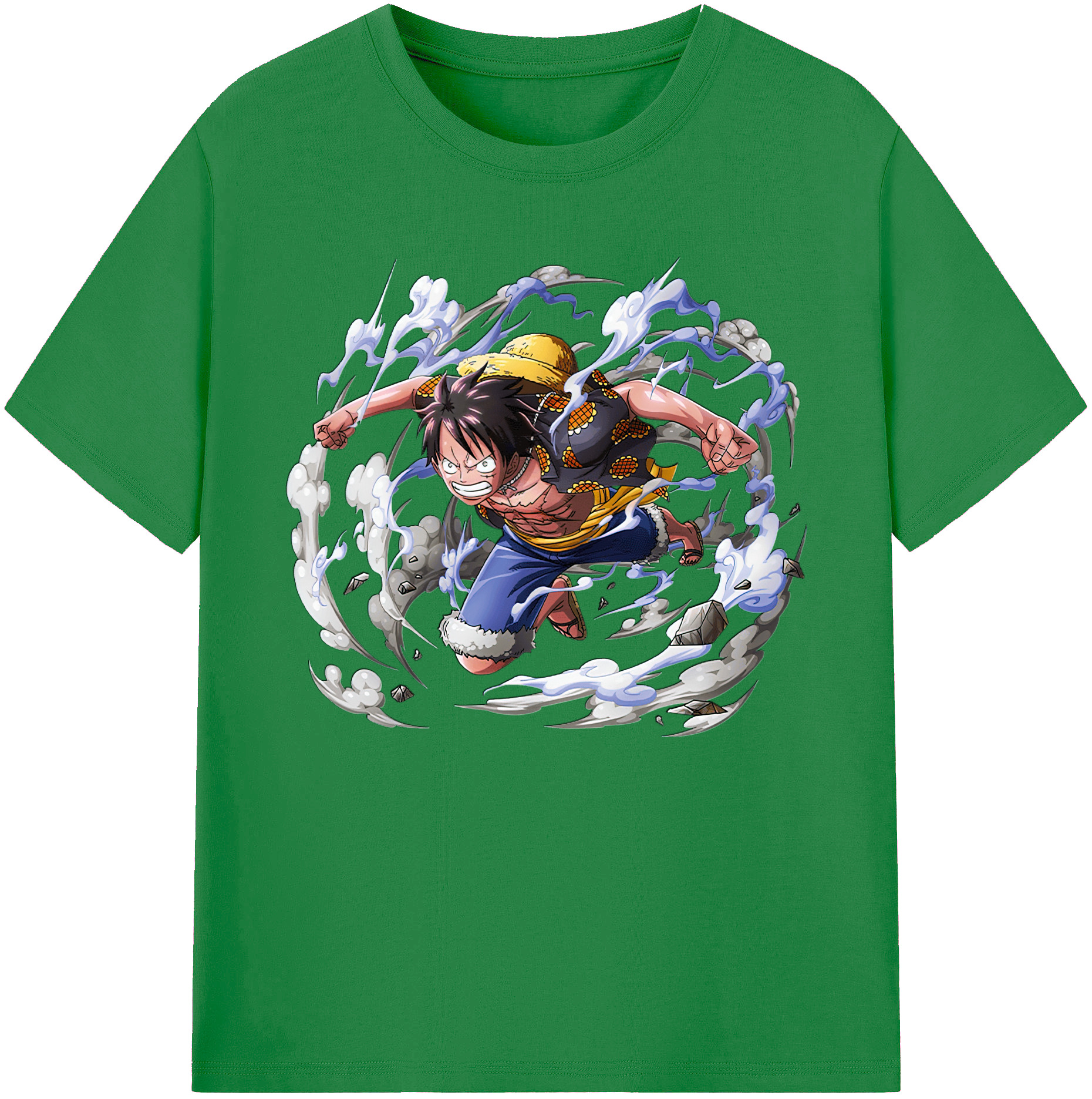 ワンピース モンキー・D・ルフィ ONE PIECE Monkey D. Luffy 綿100％ メンズ半袖Tシャツ｜肌触りやわらか＆通気性