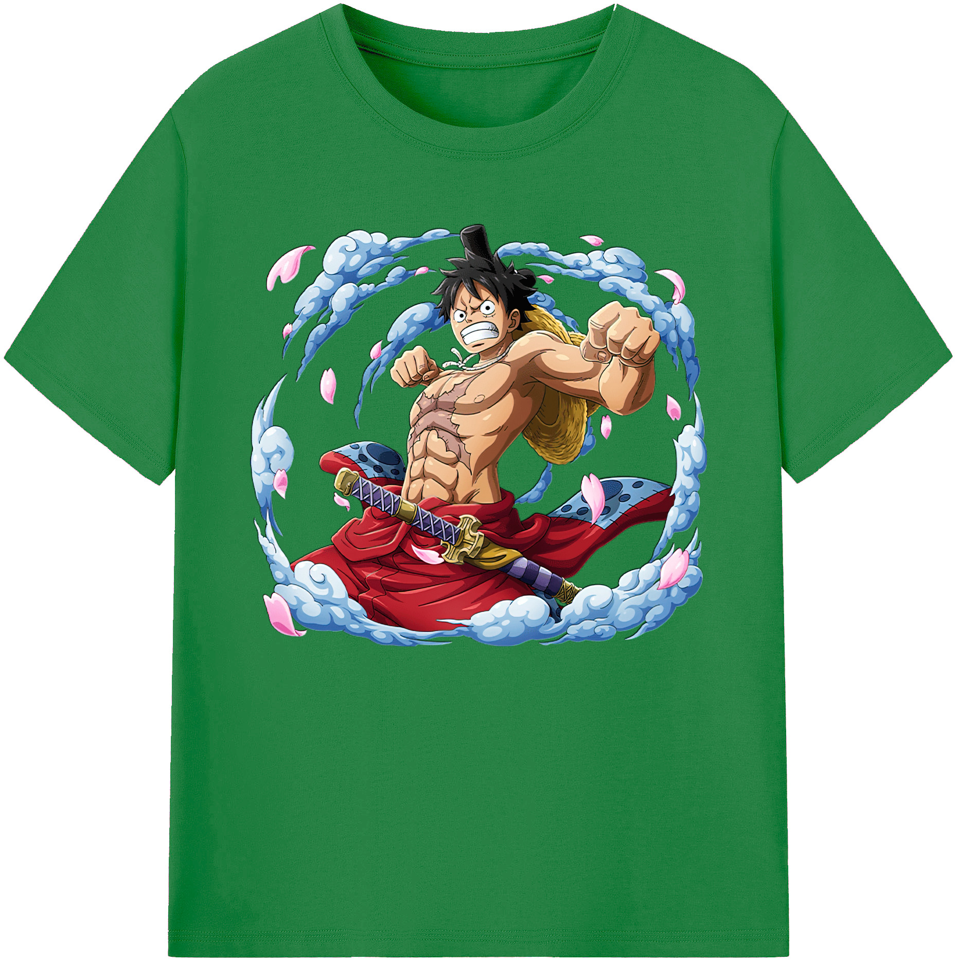ワンピース モンキー・D・ルフィ ONE PIECE Monkey D. Luffy 綿100％ メンズ半袖Tシャツ｜肌触りやわらか＆通気性