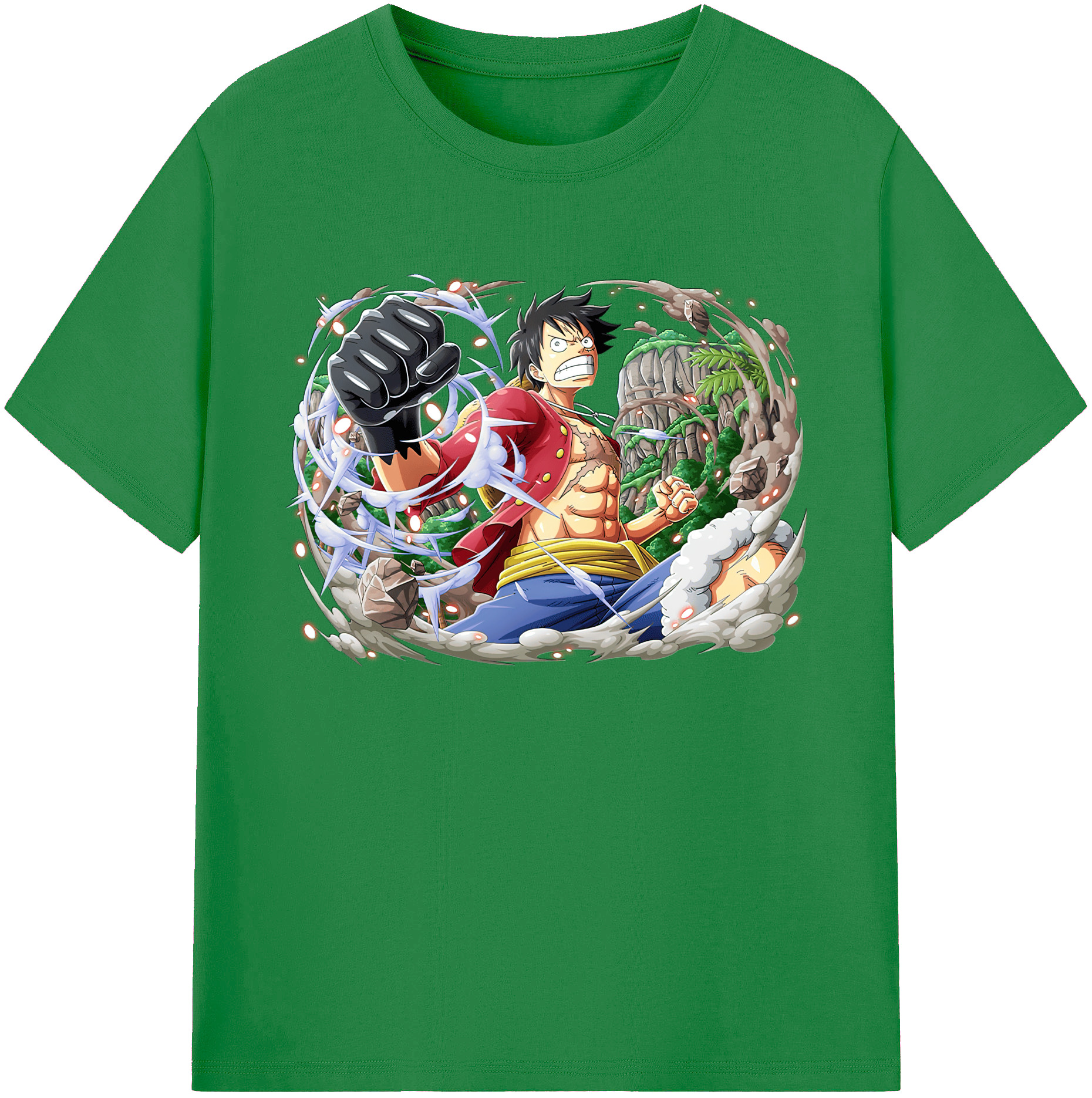 ワンピース モンキー・D・ルフィ ONE PIECE Monkey D. Luffy 綿100％ メンズ半袖Tシャツ｜肌触りやわらか＆通気性