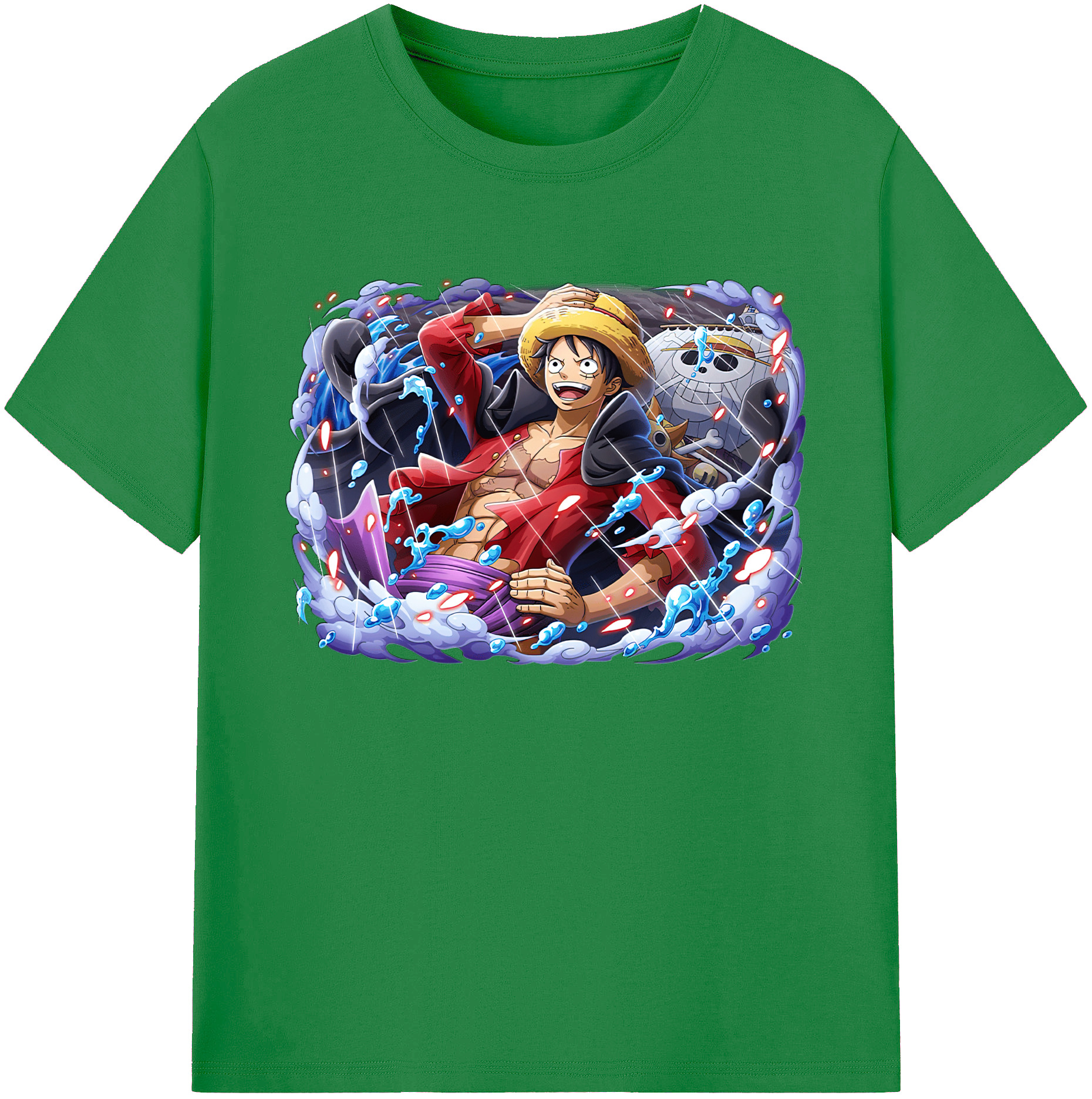 ワンピース モンキー・D・ルフィ ONE PIECE Monkey D. Luffy 綿100％ メンズ半袖Tシャツ｜肌触りやわらか＆通気性