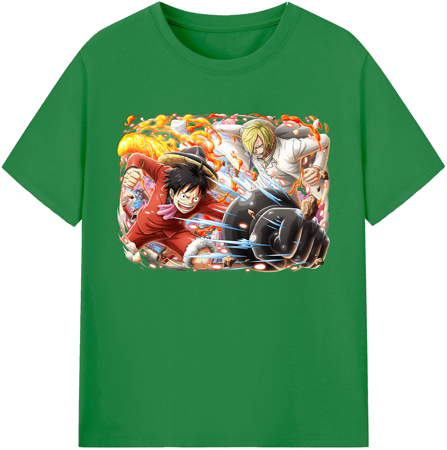 ワンピース モンキー・D・ルフィ ONE PIECE Monkey D. Luffy 綿100％ メンズ半袖Tシャツ｜肌触りやわらか＆通気性