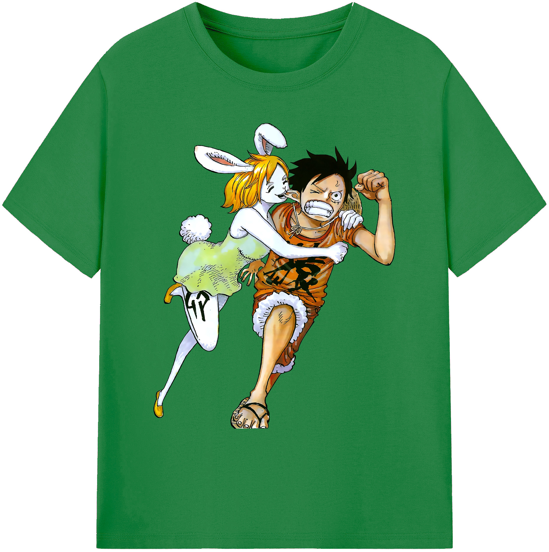 （画像用） ワンピース モンキー・D・ルフィ ONE PIECE Monkey D. Luffy 綿100％ メンズ半袖Tシャツ｜肌触りやわらか＆通気性