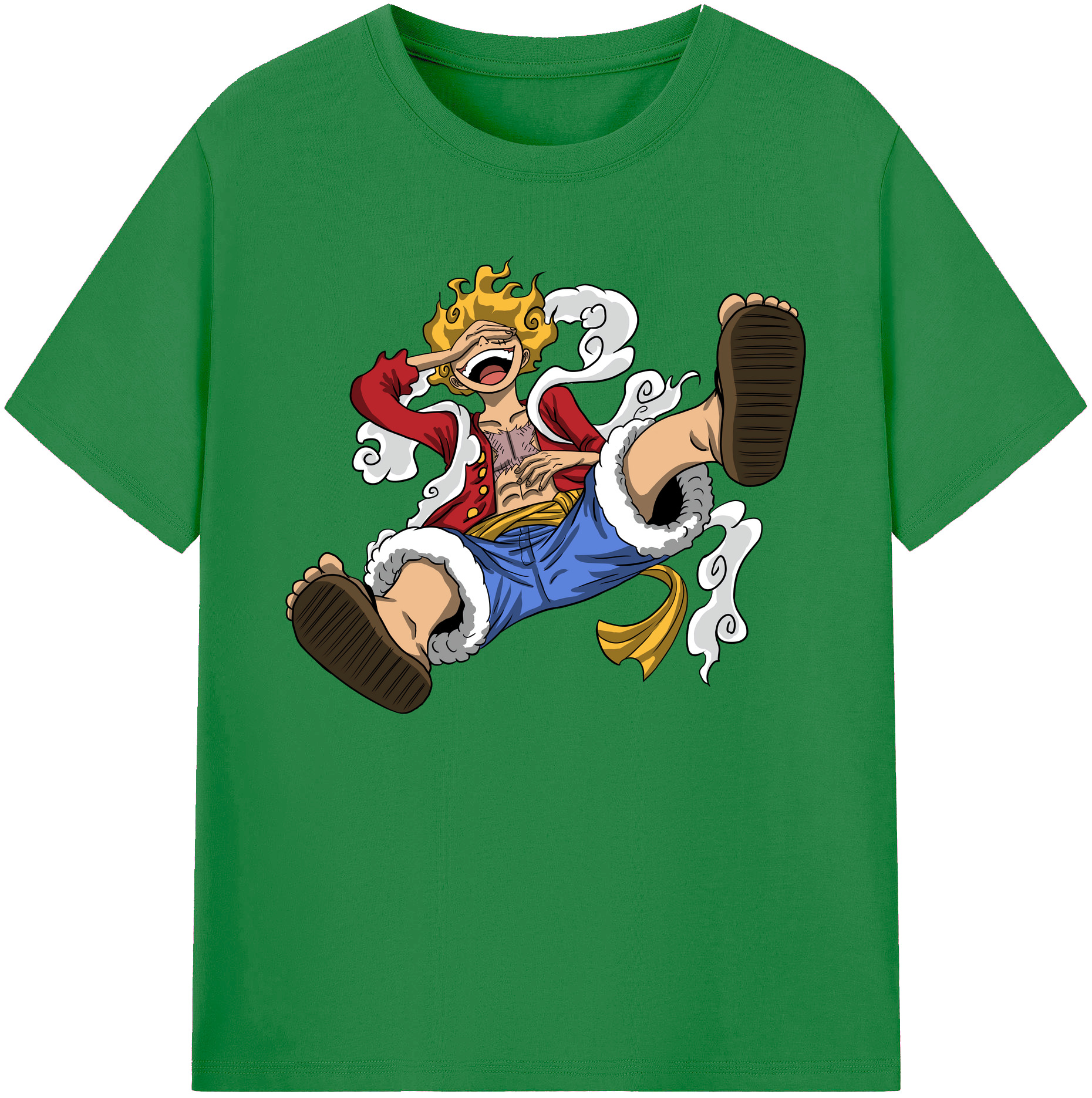 ワンピース モンキー・D・ルフィ ONE PIECE Monkey D. Luffy 綿100％ メンズ半袖Tシャツ｜肌触りやわらか＆通気性