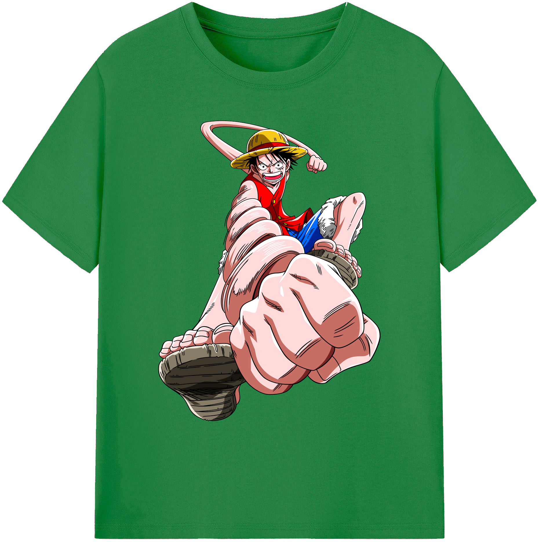 ワンピース モンキー・D・ルフィ ONE PIECE Monkey D. Luffy 綿100％ メンズ半袖Tシャツ｜肌触りやわらか＆通気性