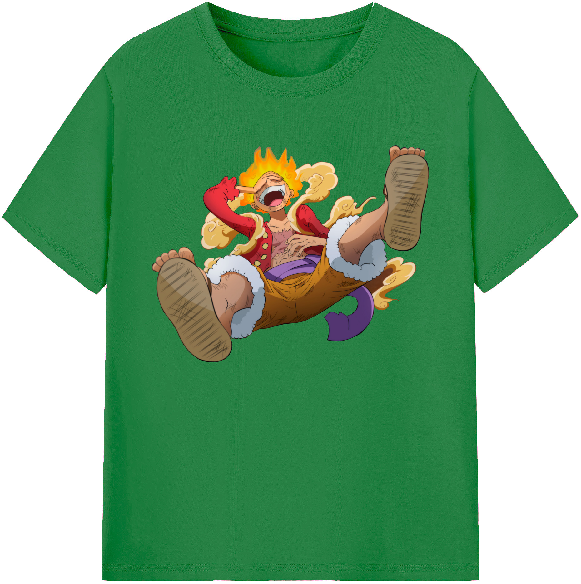ワンピース モンキー・D・ルフィ ONE PIECE Monkey D. Luffy 綿100％ メンズ半袖Tシャツ｜肌触りやわらか＆通気性