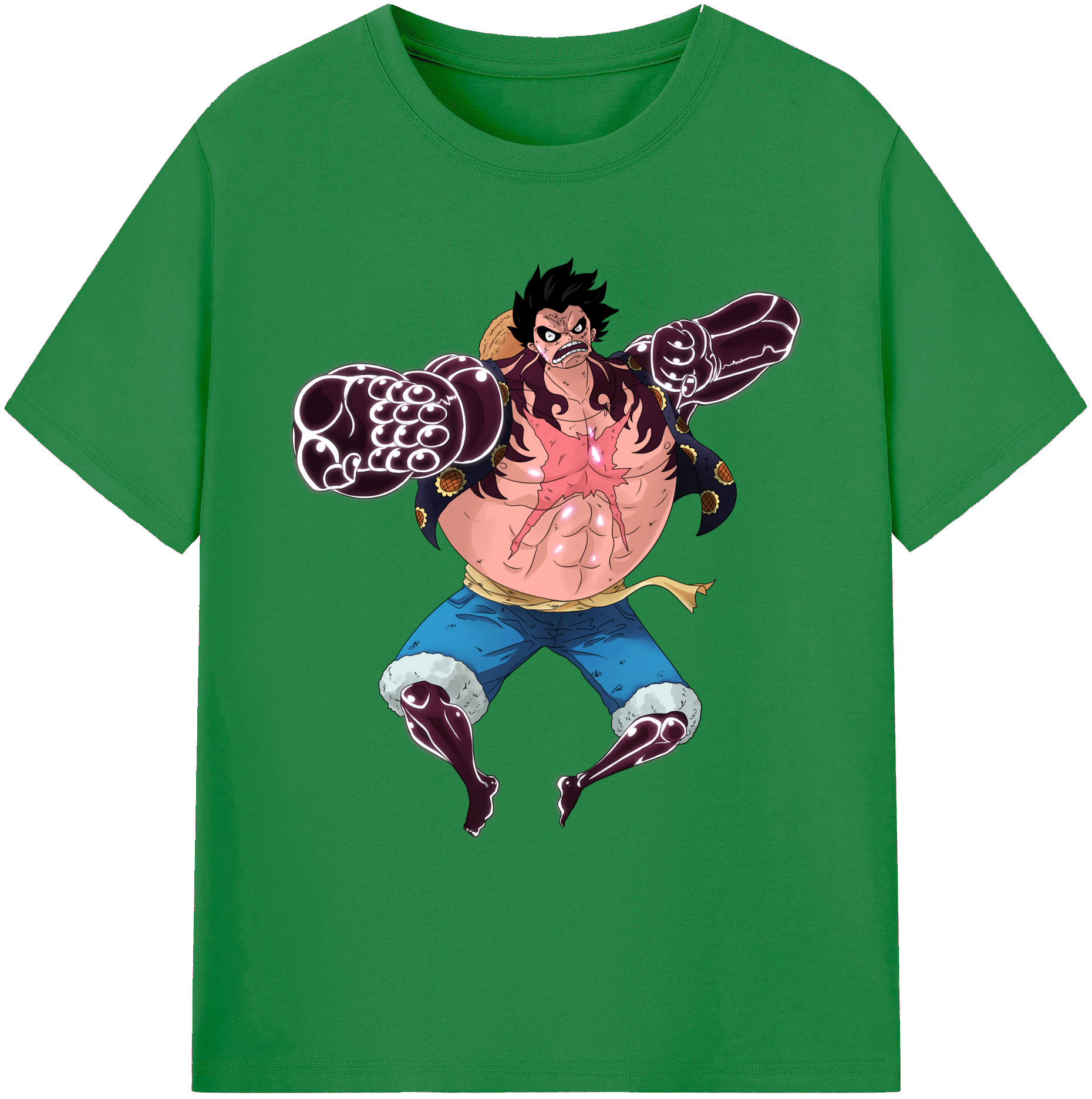 ワンピース モンキー・D・ルフィ ONE PIECE Monkey D. Luffy 綿100％ メンズ半袖Tシャツ｜肌触りやわらか＆通気性