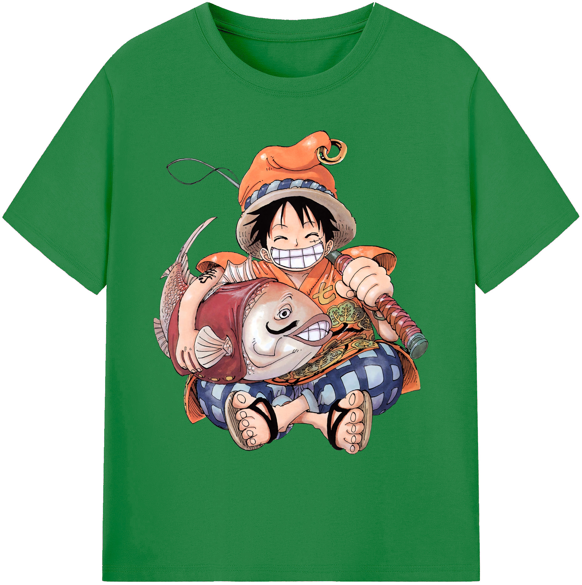 ワンピース モンキー・D・ルフィ ONE PIECE Monkey D. Luffy 綿100％ メンズ半袖Tシャツ｜肌触りやわらか＆通気性