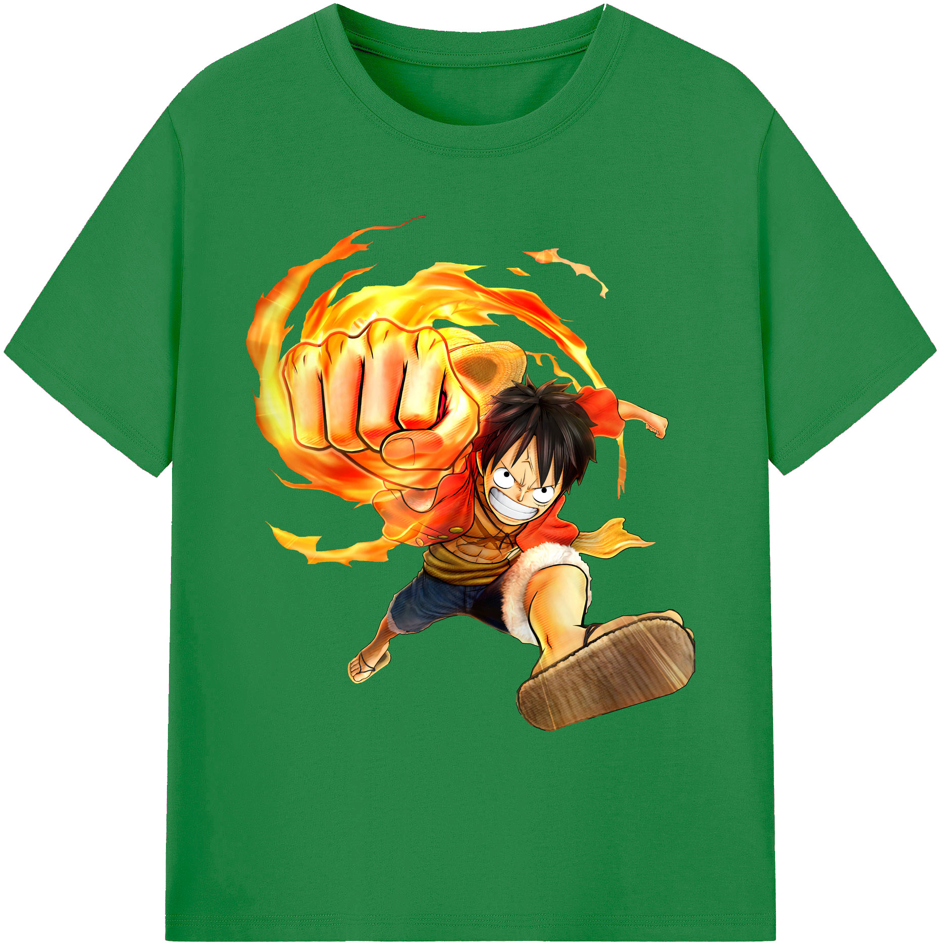 ワンピース モンキー・D・ルフィ ONE PIECE Monkey D. Luffy 綿100％ メンズ半袖Tシャツ｜肌触りやわらか＆通気性