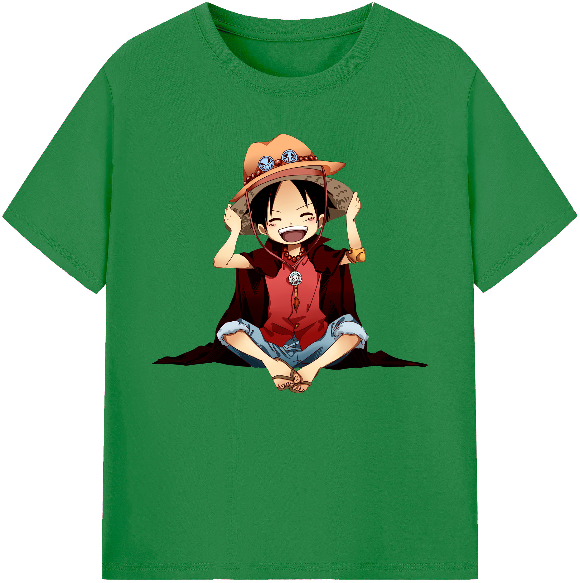 ワンピース モンキー・D・ルフィ ONE PIECE Monkey D. Luffy 綿100％ メンズ半袖Tシャツ｜肌触りやわらか＆通気性