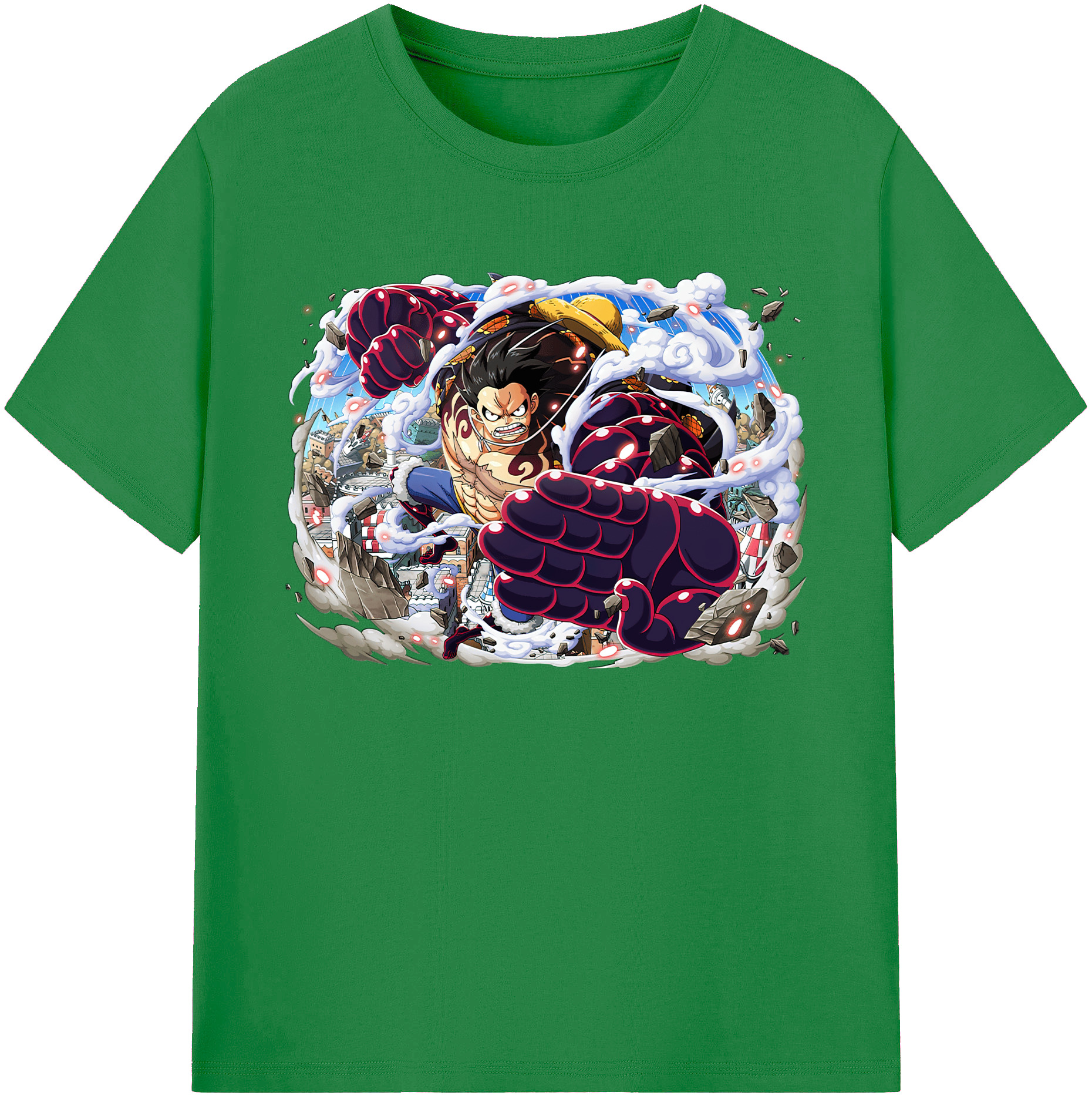 ワンピース モンキー・D・ルフィ ONE PIECE Monkey D. Luffy 綿100％ メンズ半袖Tシャツ｜肌触りやわらか＆通気性