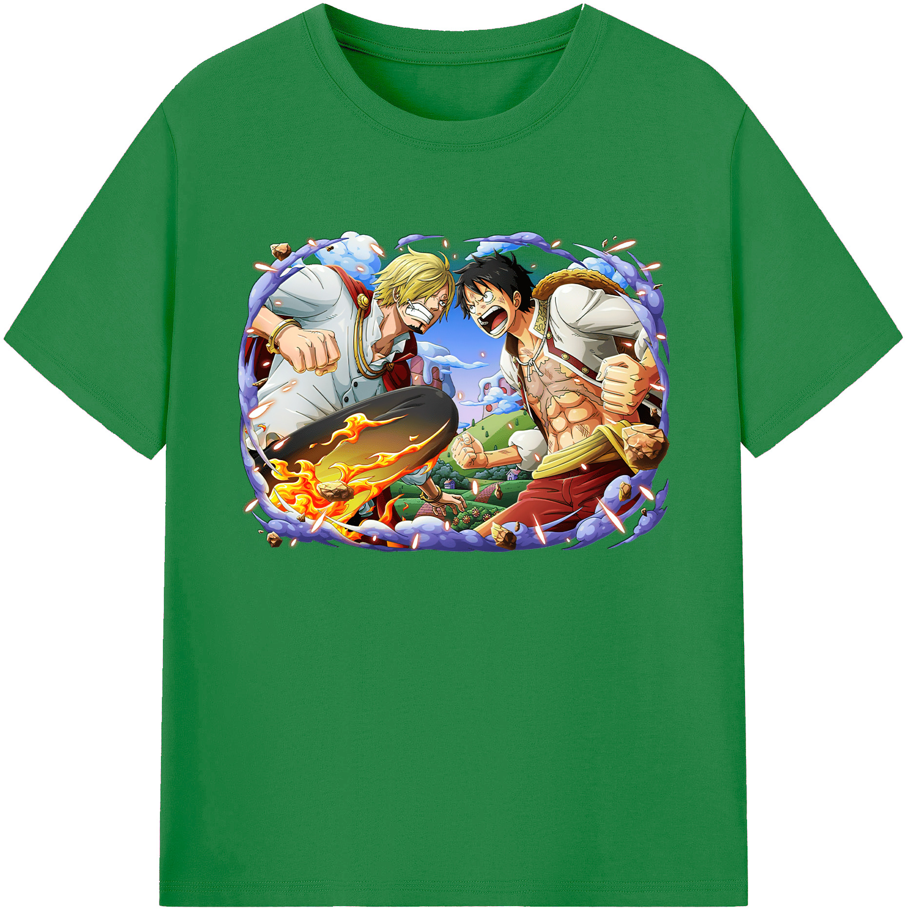 ワンピース モンキー・D・ルフィ ONE PIECE Monkey D. Luffy 綿100％ メンズ半袖Tシャツ｜肌触りやわらか＆通気性