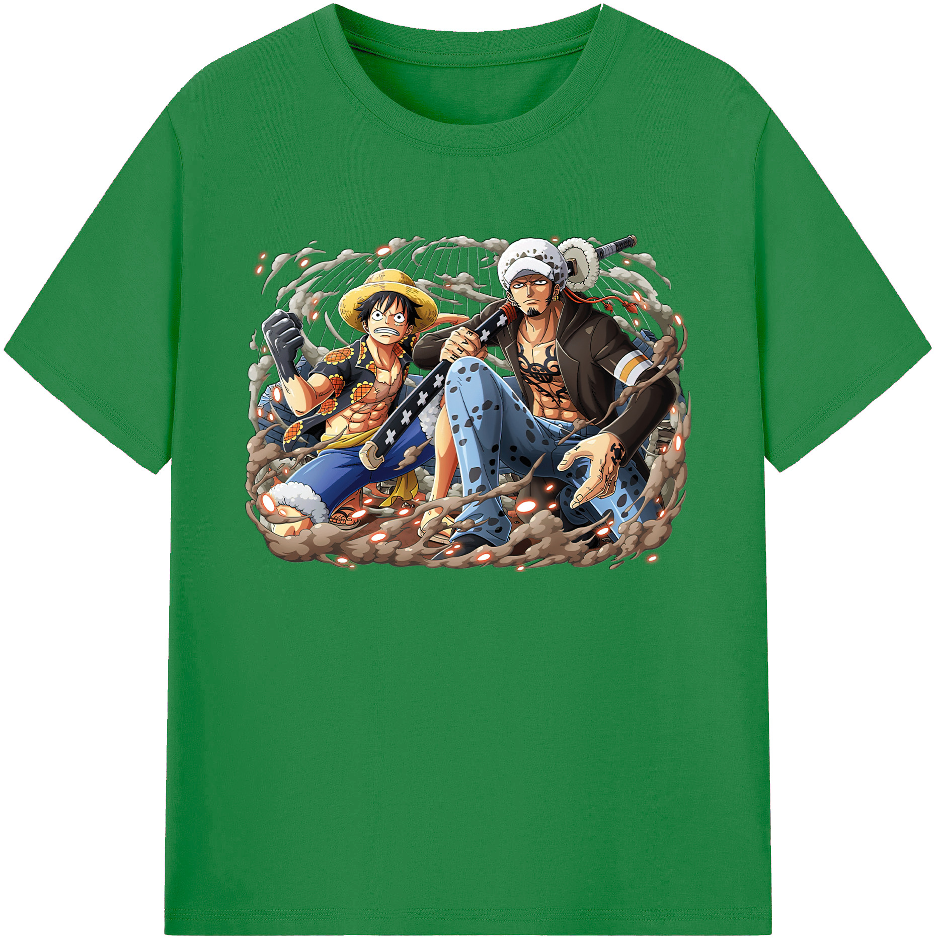 ワンピース モンキー・D・ルフィ ONE PIECE Monkey D. Luffy 綿100％ メンズ半袖Tシャツ｜肌触りやわらか＆通気性