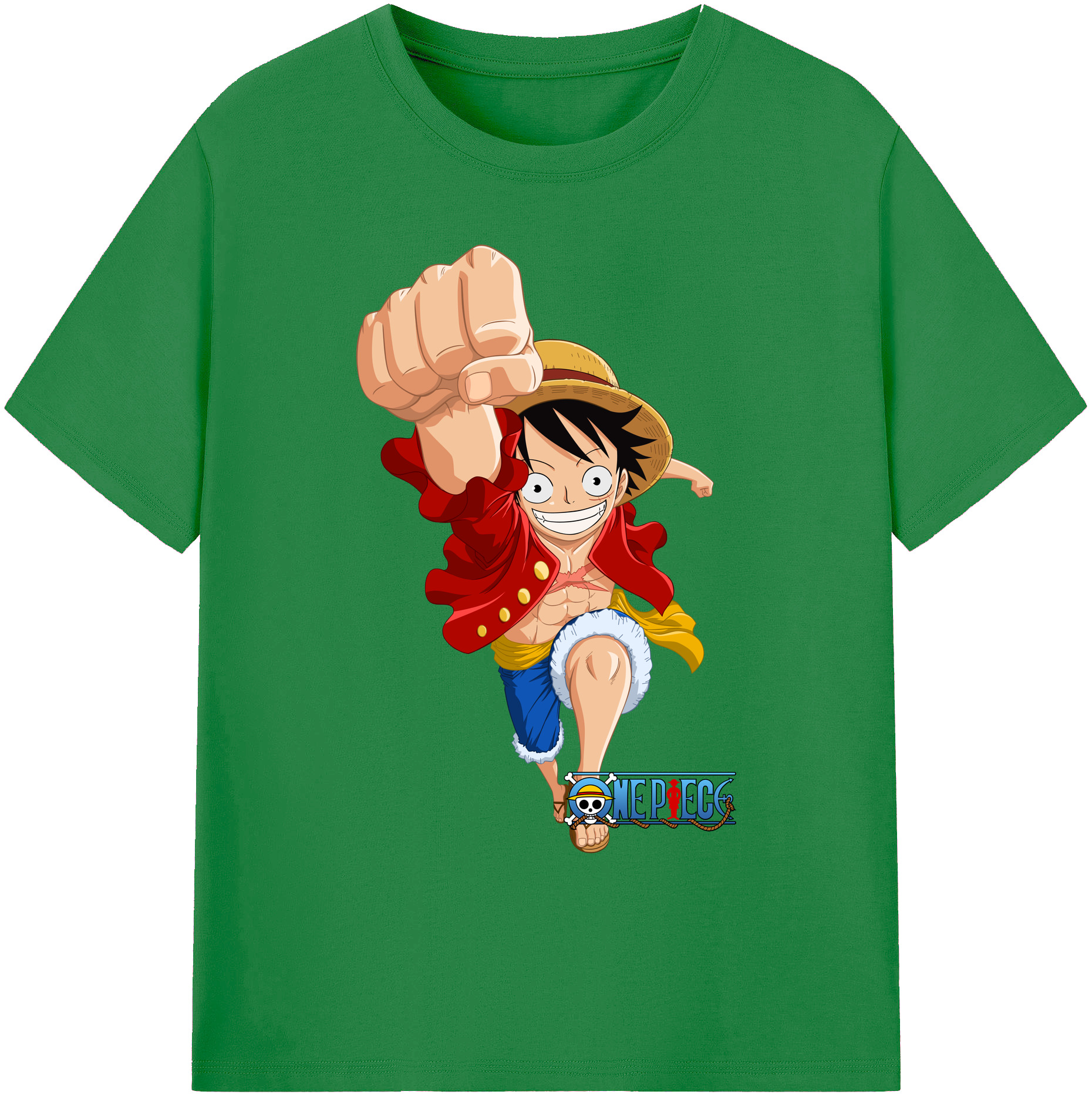 ワンピース モンキー・D・ルフィ ONE PIECE Monkey D. Luffy 綿100％ メンズ半袖Tシャツ｜肌触りやわらか＆通気性