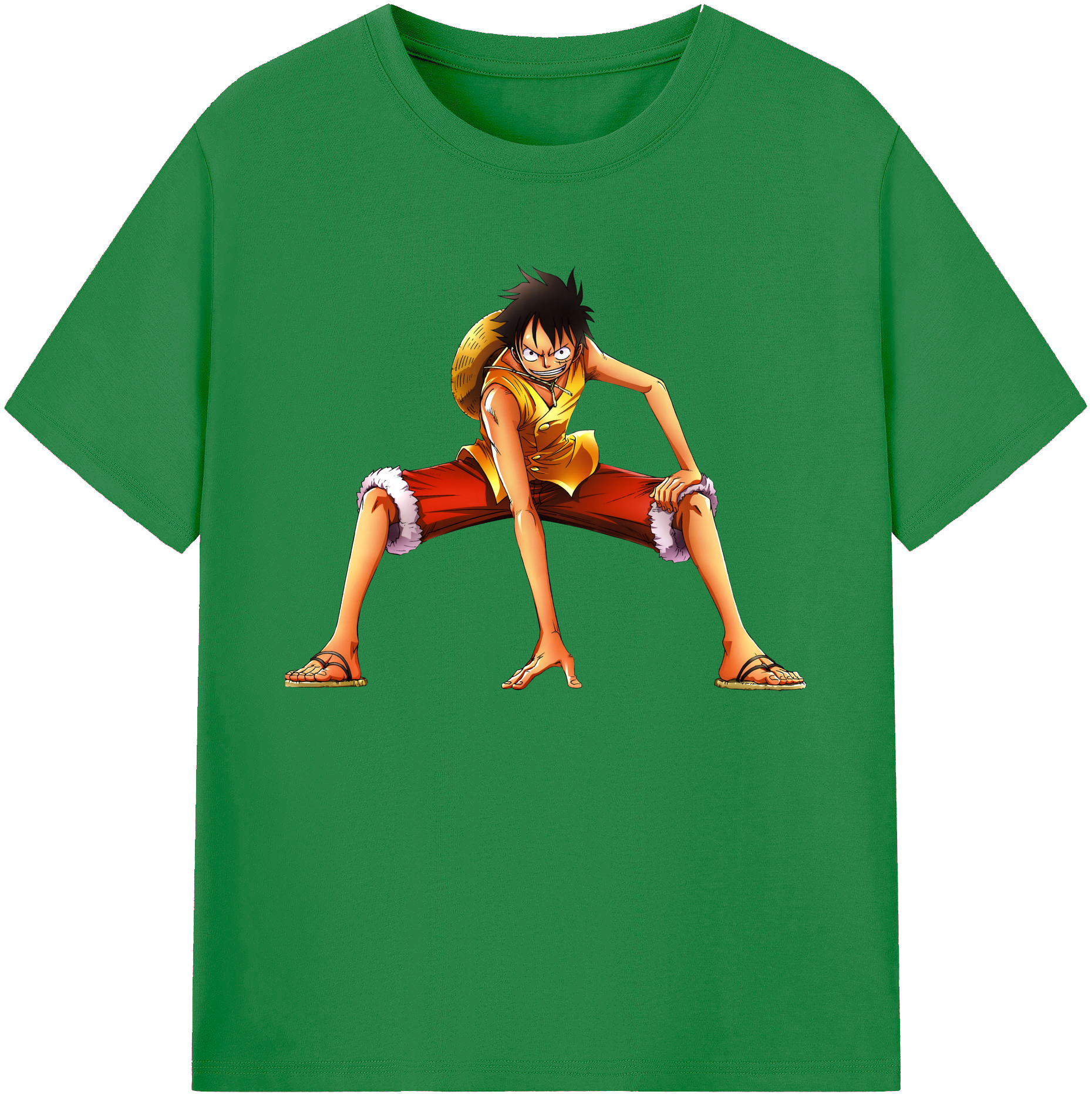 ワンピース モンキー・D・ルフィ ONE PIECE Monkey D. Luffy 綿100％ メンズ半袖Tシャツ｜肌触りやわらか＆通気性