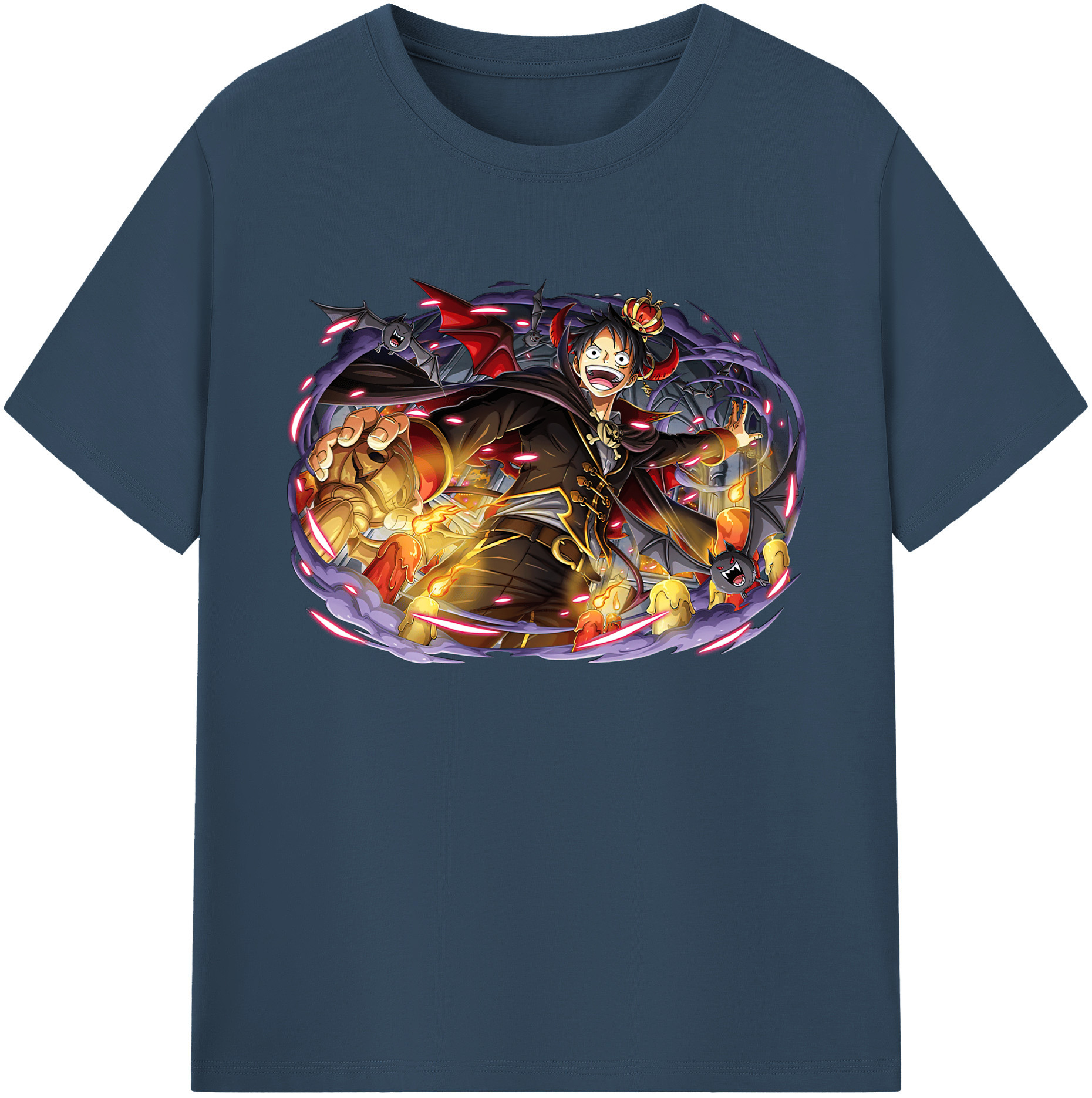 ワンピース モンキー・D・ルフィ ONE PIECE Monkey D. Luffy 綿100％ メンズ半袖Tシャツ｜肌触りやわらか＆通気性
