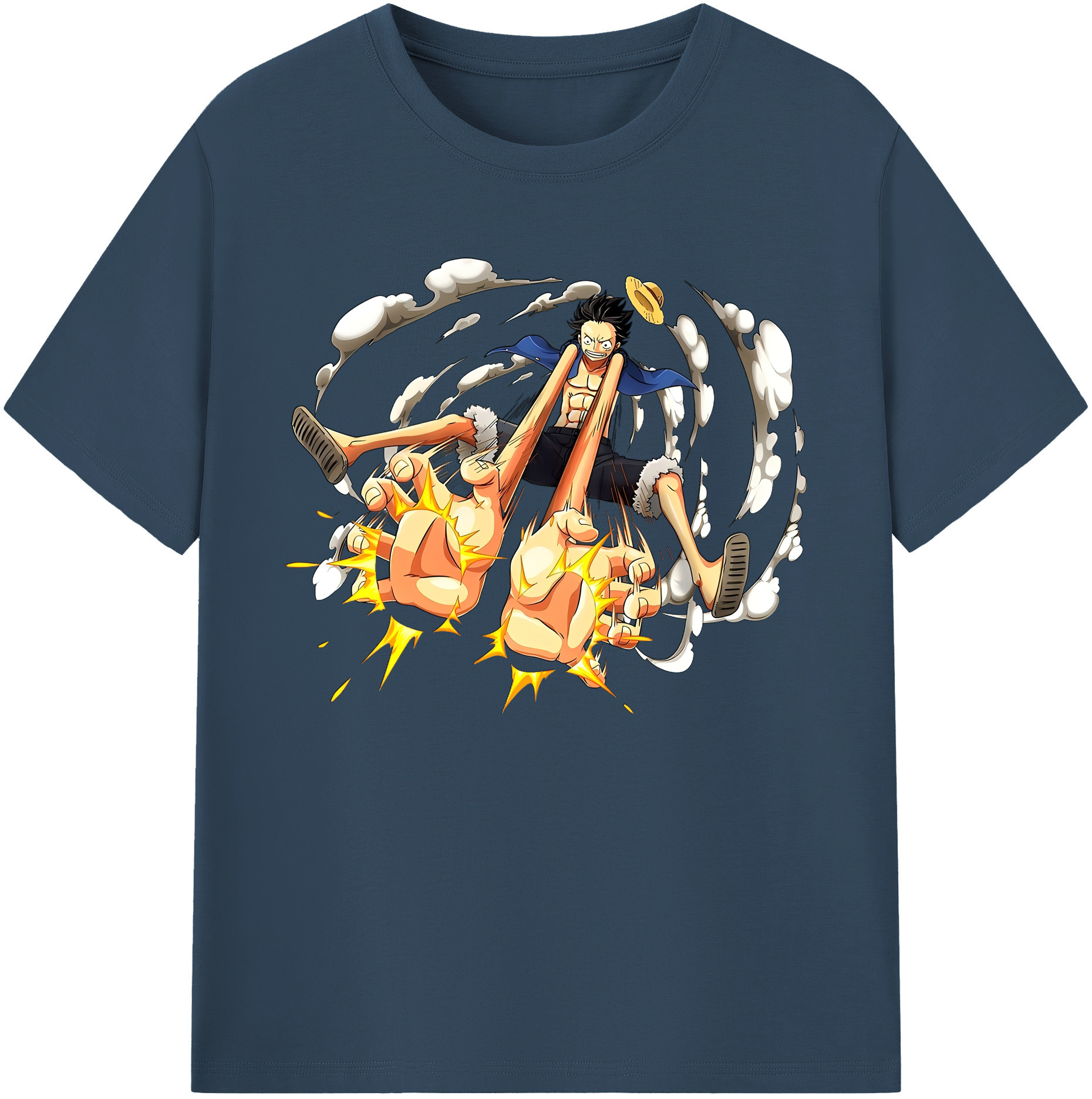 ワンピース モンキー・D・ルフィ ONE PIECE Monkey D. Luffy 綿100％ メンズ半袖Tシャツ｜肌触りやわらか＆通気性