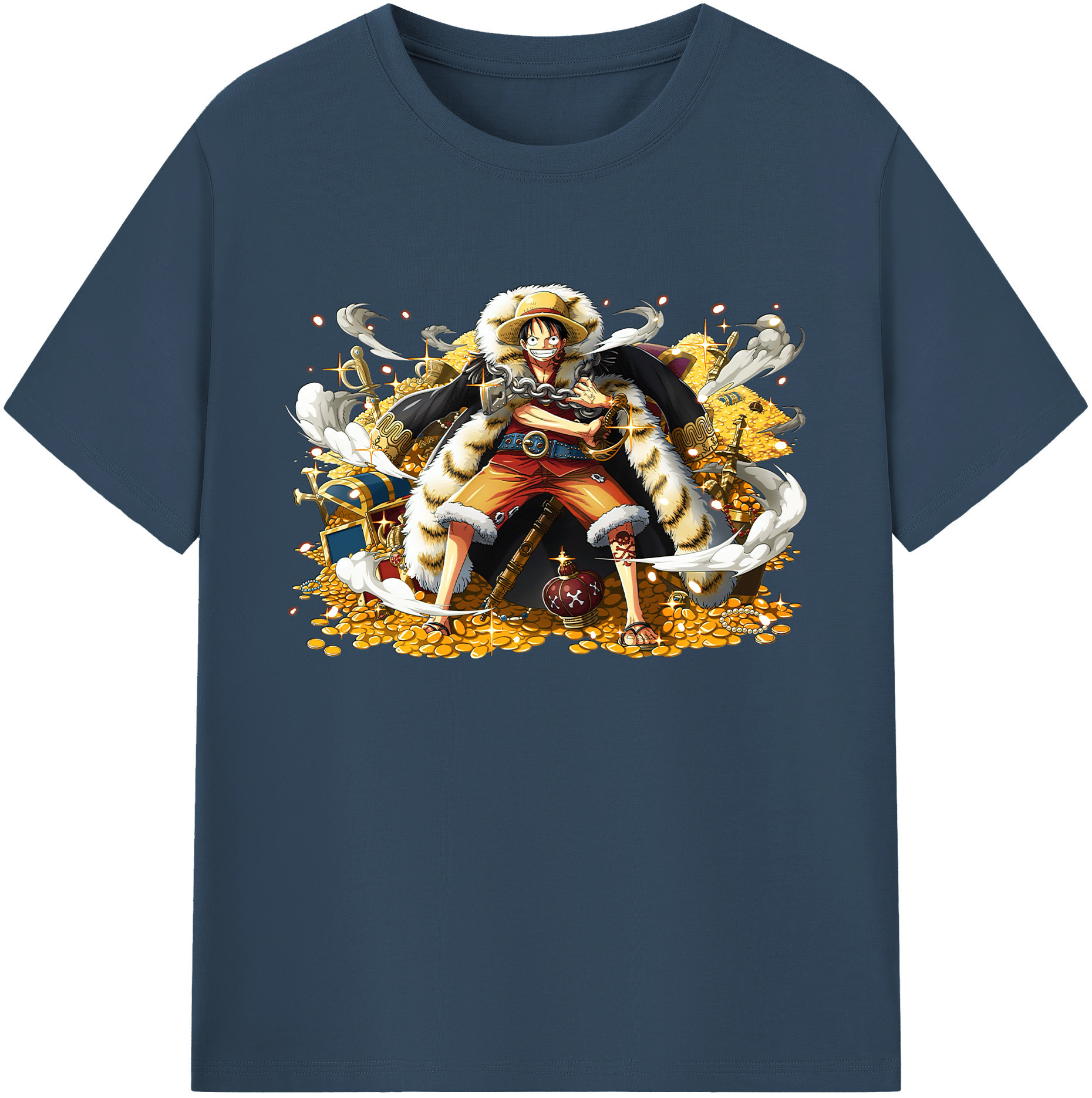 ワンピース モンキー・D・ルフィ ONE PIECE Monkey D. Luffy 綿100％ メンズ半袖Tシャツ｜肌触りやわらか＆通気性