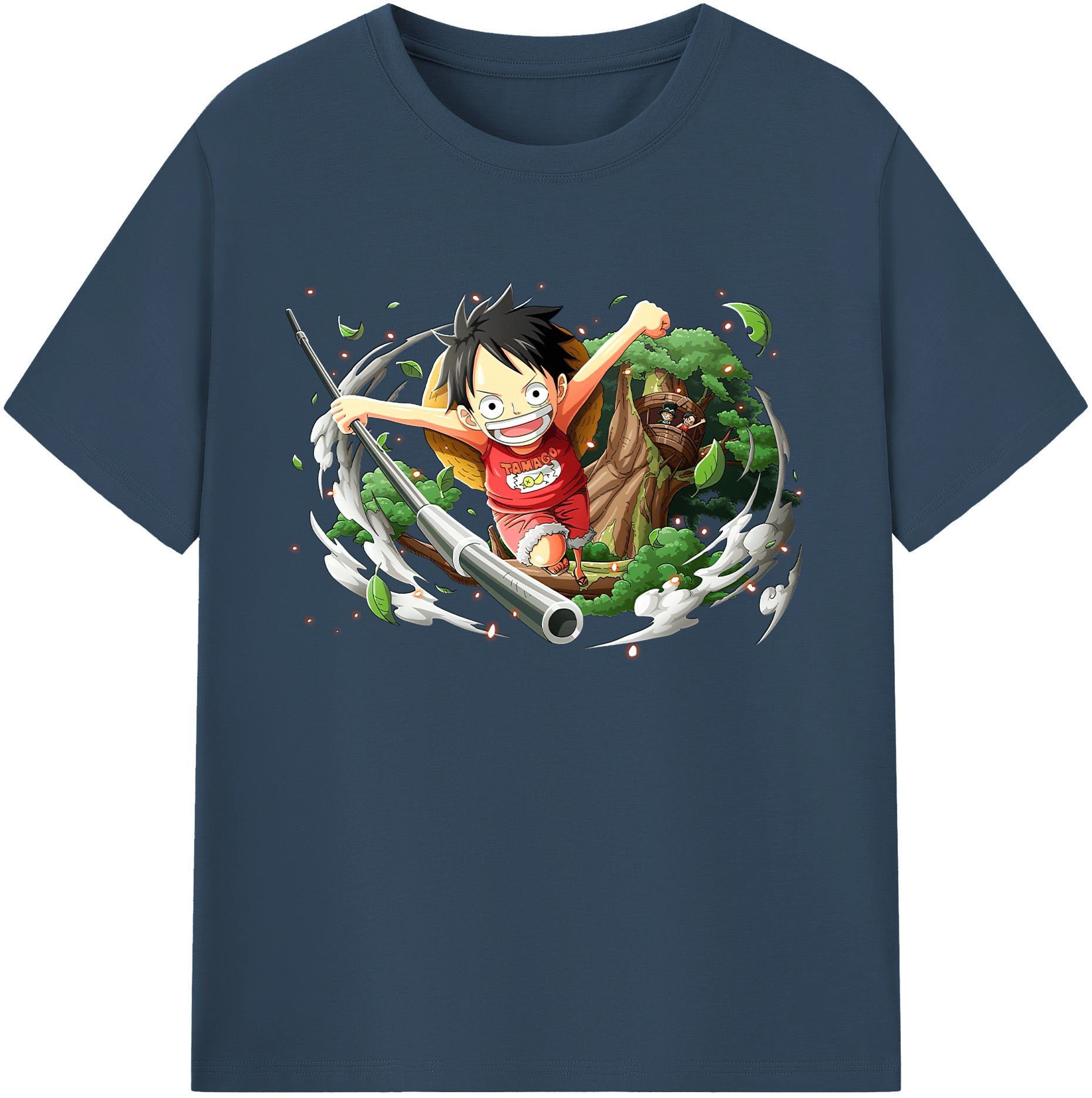 ワンピース モンキー・D・ルフィ ONE PIECE Monkey D. Luffy 綿100％ メンズ半袖Tシャツ｜肌触りやわらか＆通気性