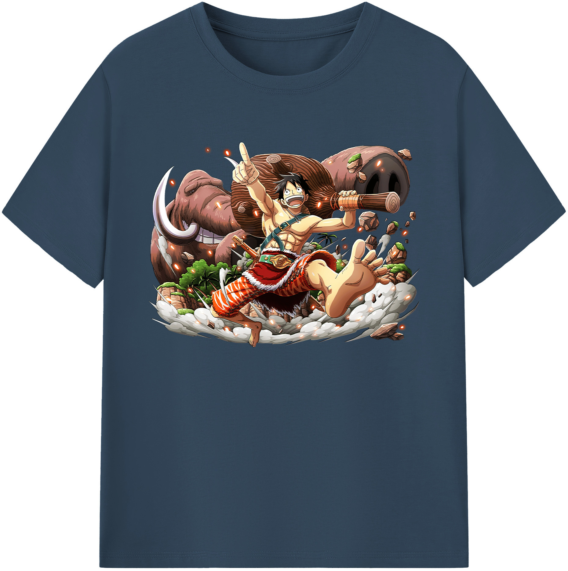 ワンピース モンキー・D・ルフィ ONE PIECE Monkey D. Luffy 綿100％ メンズ半袖Tシャツ｜肌触りやわらか＆通気性
