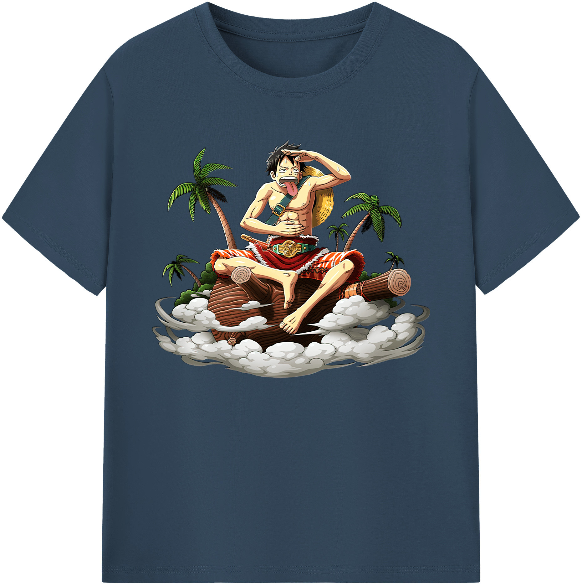 ワンピース モンキー・D・ルフィ ONE PIECE Monkey D. Luffy 綿100％ メンズ半袖Tシャツ｜肌触りやわらか＆通気性