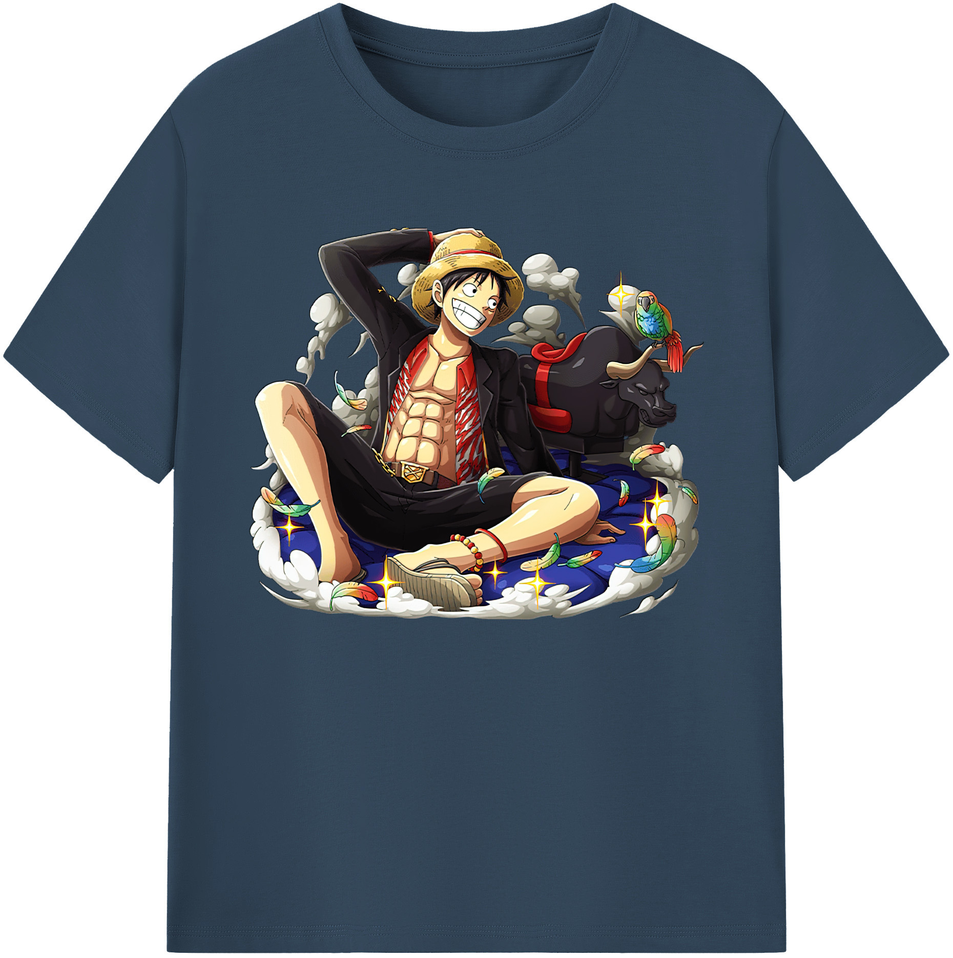 ワンピース モンキー・D・ルフィ ONE PIECE Monkey D. Luffy 綿100％ メンズ半袖Tシャツ｜肌触りやわらか＆通気性