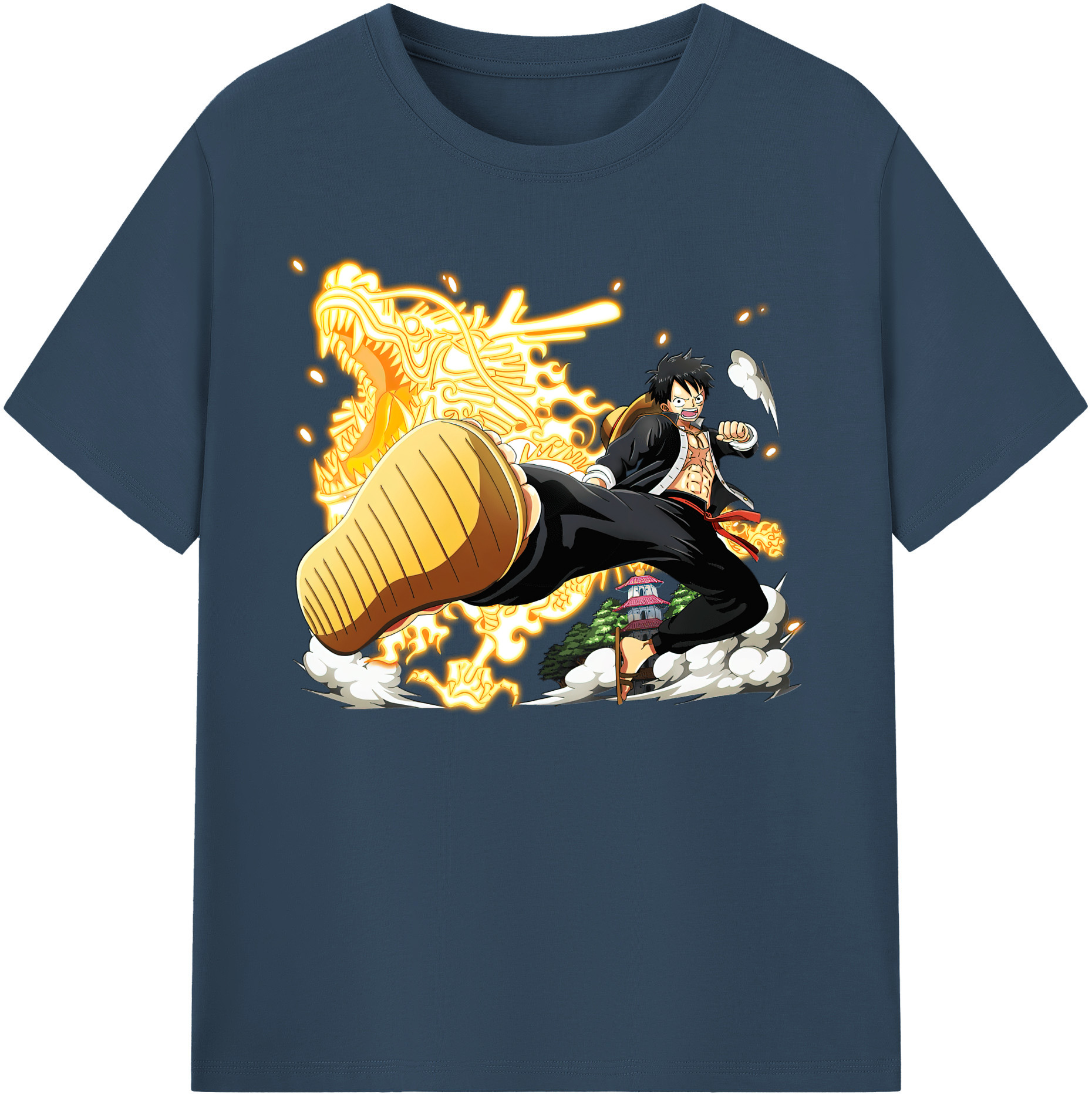 ワンピース モンキー・D・ルフィ ONE PIECE Monkey D. Luffy 綿100％ メンズ半袖Tシャツ｜肌触りやわらか＆通気性