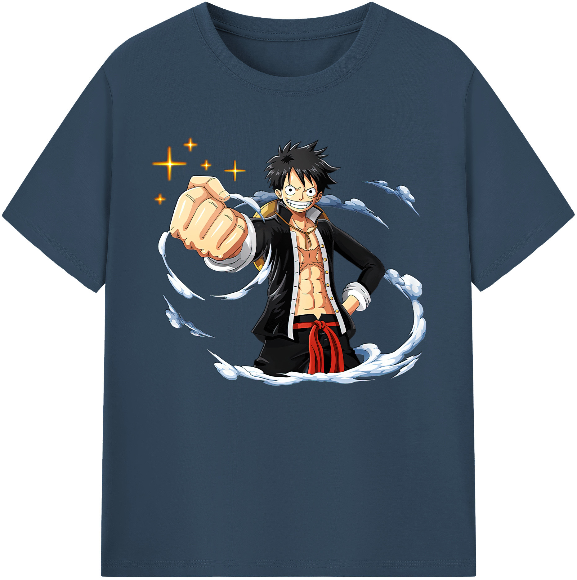 ワンピース モンキー・D・ルフィ ONE PIECE Monkey D. Luffy 綿100％ メンズ半袖Tシャツ｜肌触りやわらか＆通気性