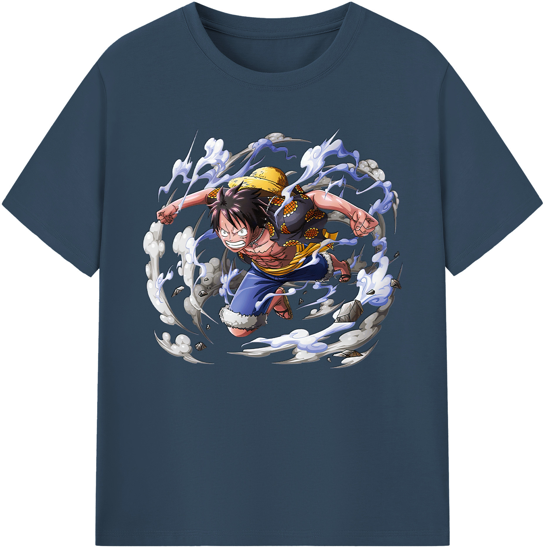 ワンピース モンキー・D・ルフィ ONE PIECE Monkey D. Luffy 綿100％ メンズ半袖Tシャツ｜肌触りやわらか＆通気性
